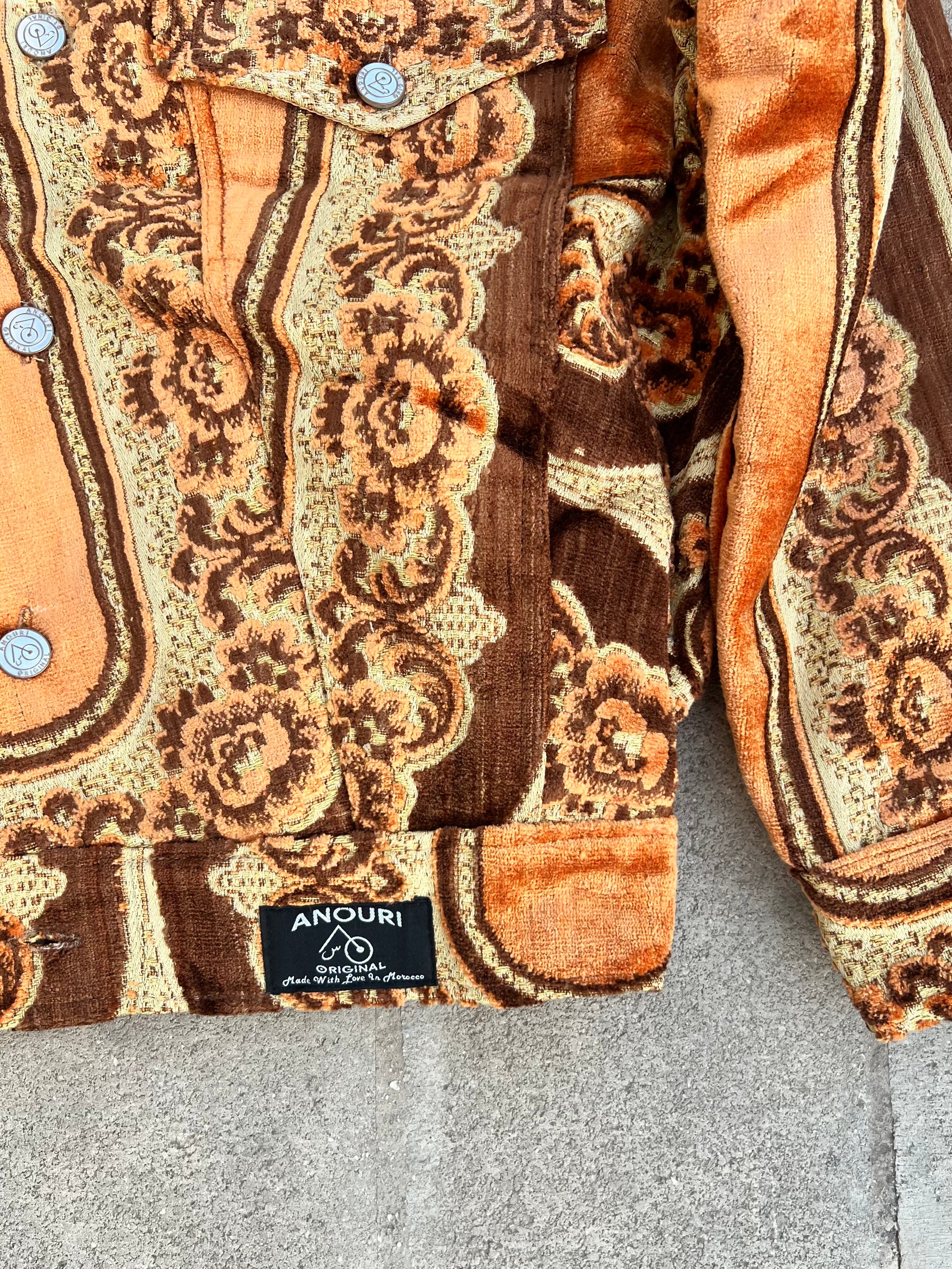 Moroccan hand made with unique light orange color,  carpet Jacket UNISEX