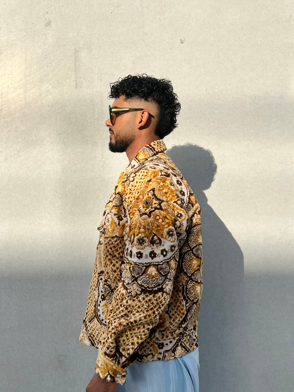 Moroccan hand made with unique yellow and brown color,  carpet Jacket UNISEX