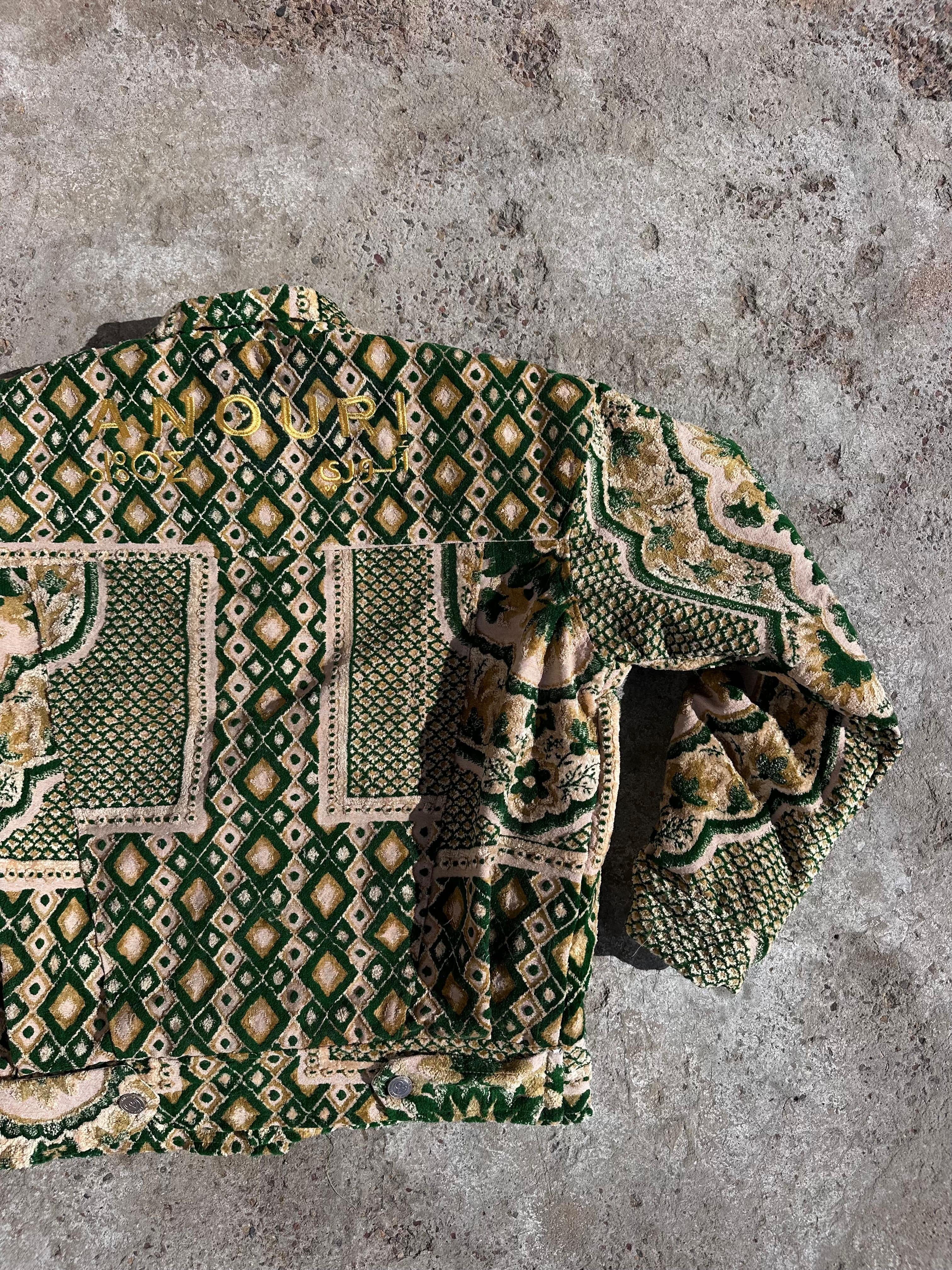 Moroccan hand made with unique yellow and green color,  carpet Jacket UNISEX