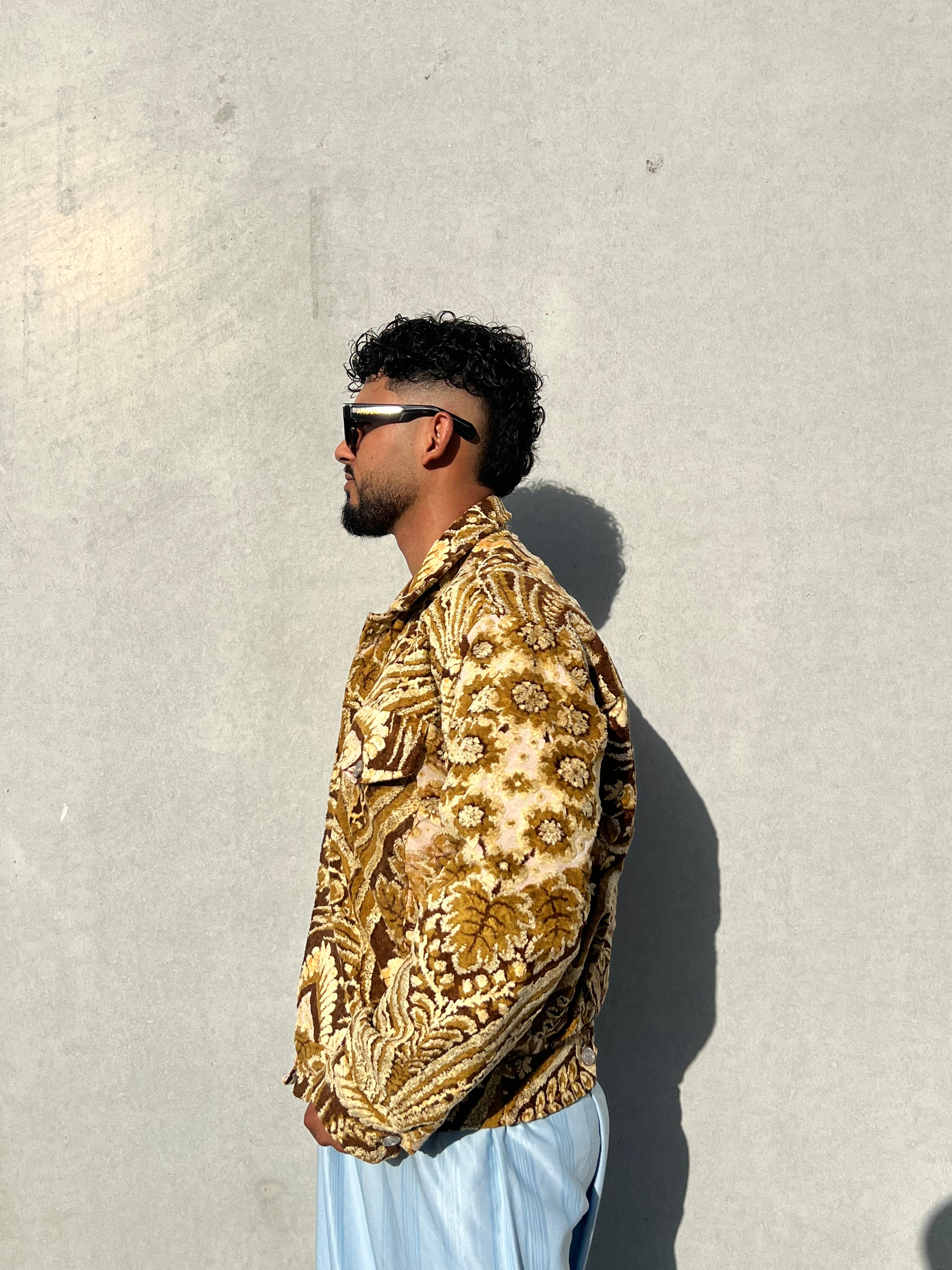 Moroccan hand made with unique yellow and brown color,  carpet Jacket UNISEX