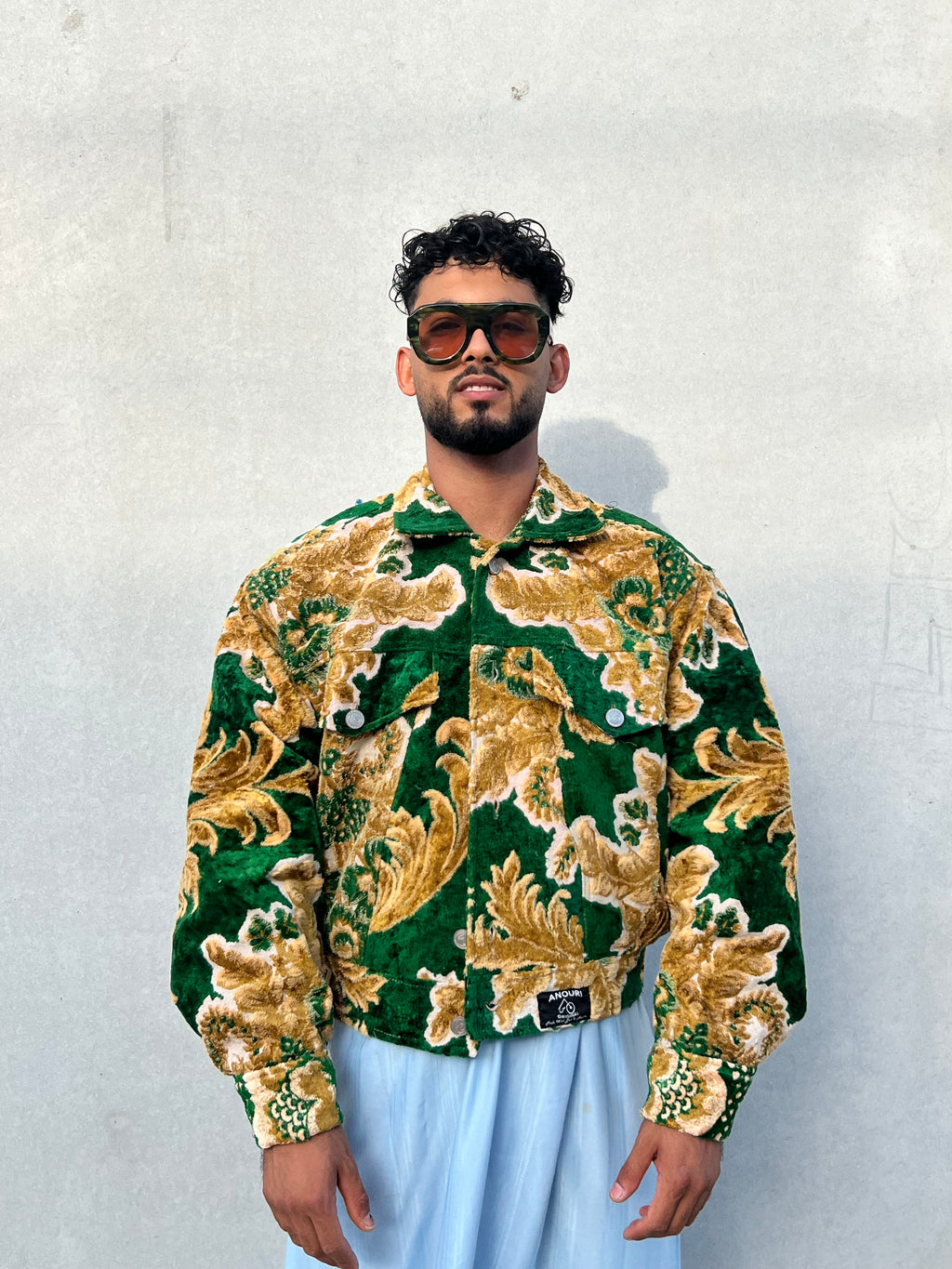 Moroccan hand made with unique yellow and green color,  carpet Jacket UNISEX
