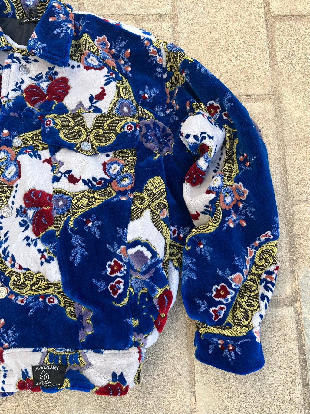 Moroccan hand made with unique design blue color ,  carpet Jacket UNISEX