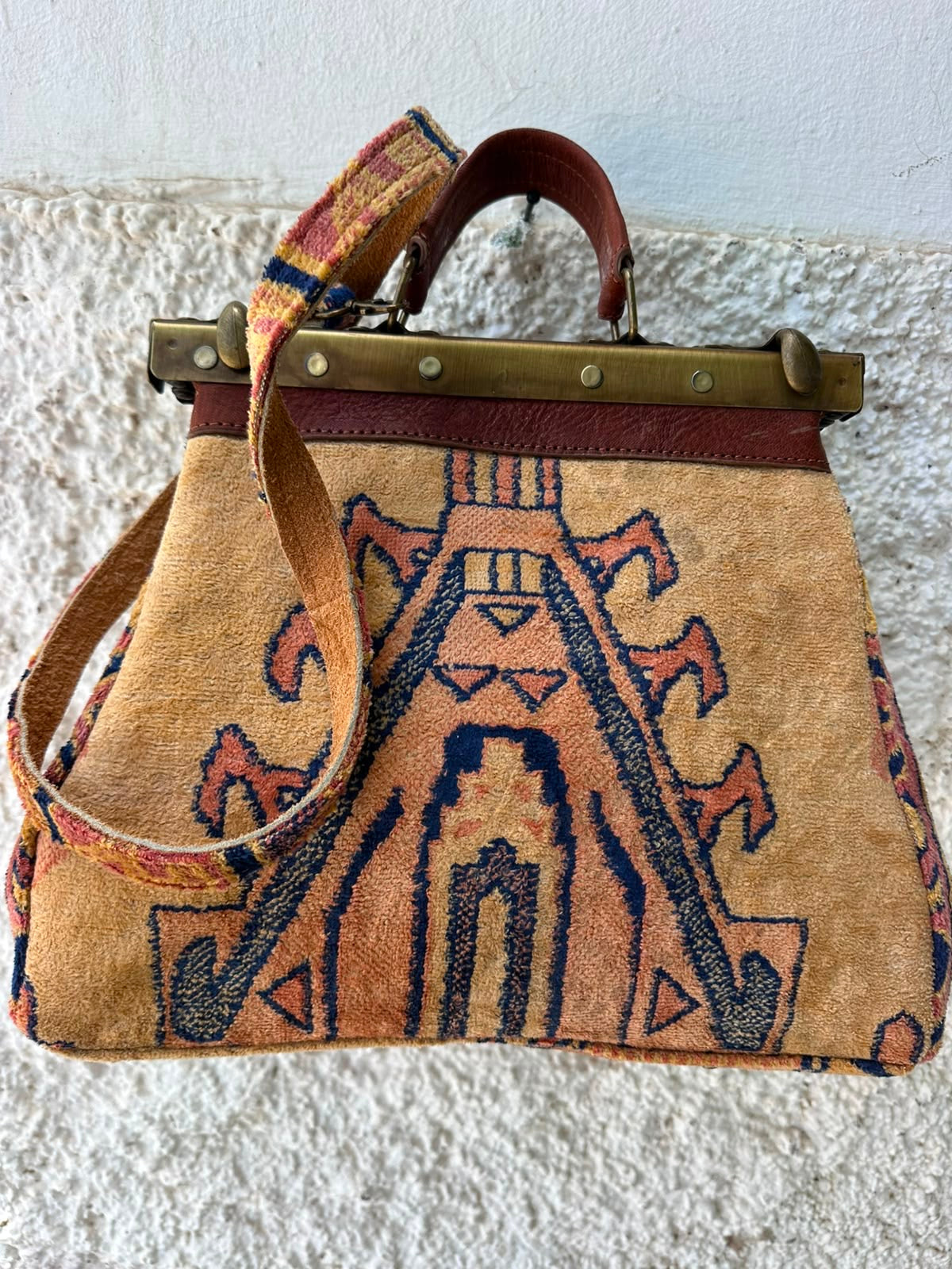 Anouri Original Emerald Heritage Frame yellow colour Carpet Bag