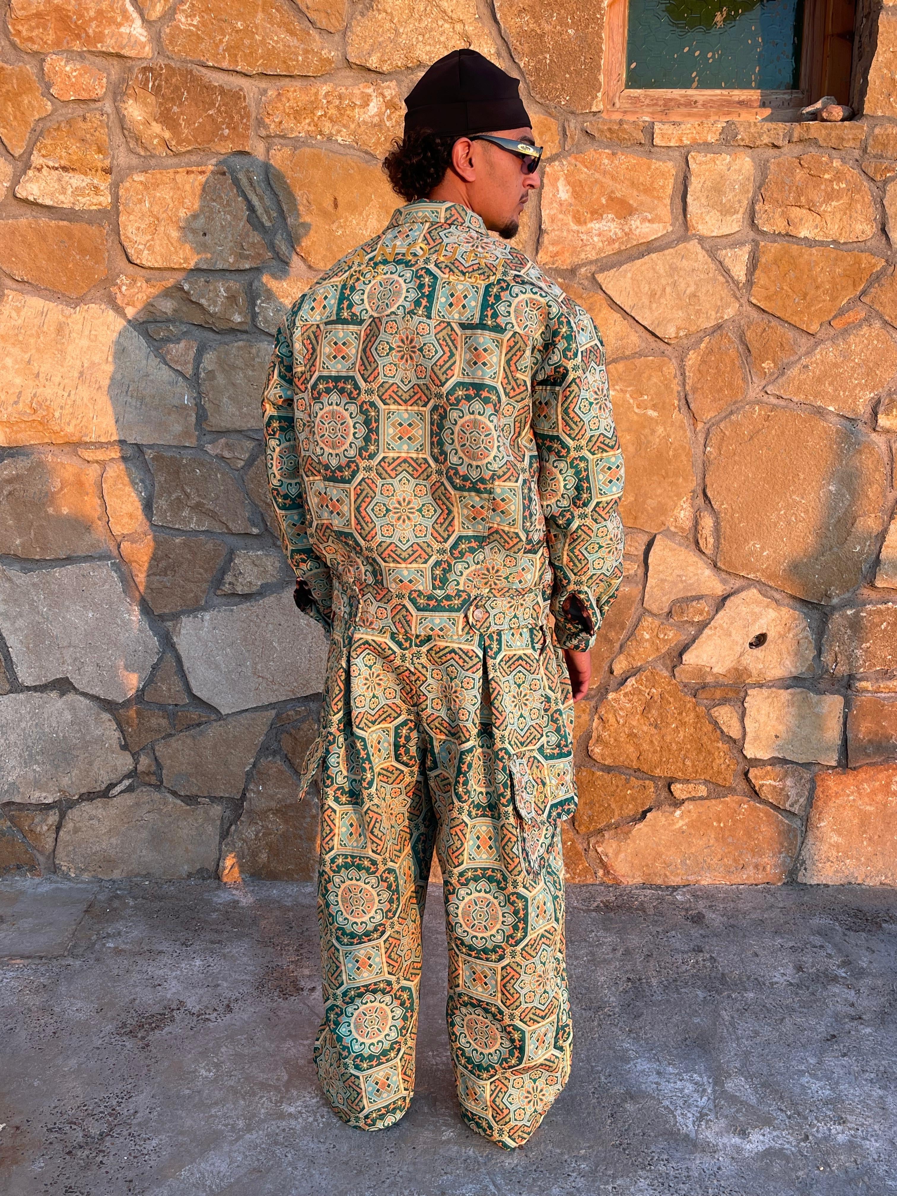 Moroccan hand made unique light green Carpet set UNISEX