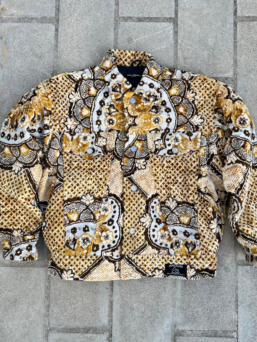 Moroccan hand made with unique yellow and brown color,  carpet Jacket UNISEX