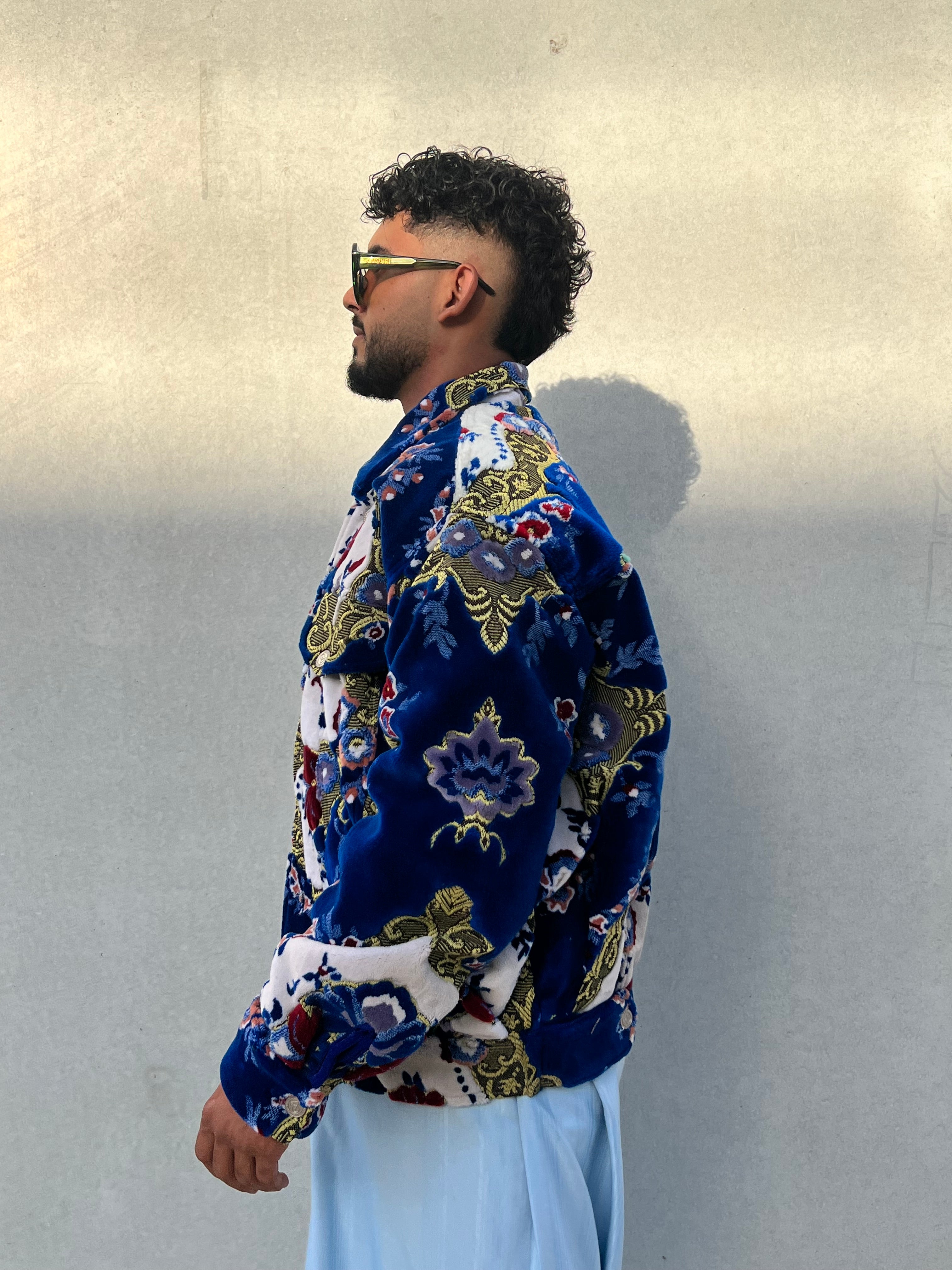 Moroccan hand made with unique design blue color ,  carpet Jacket UNISEX