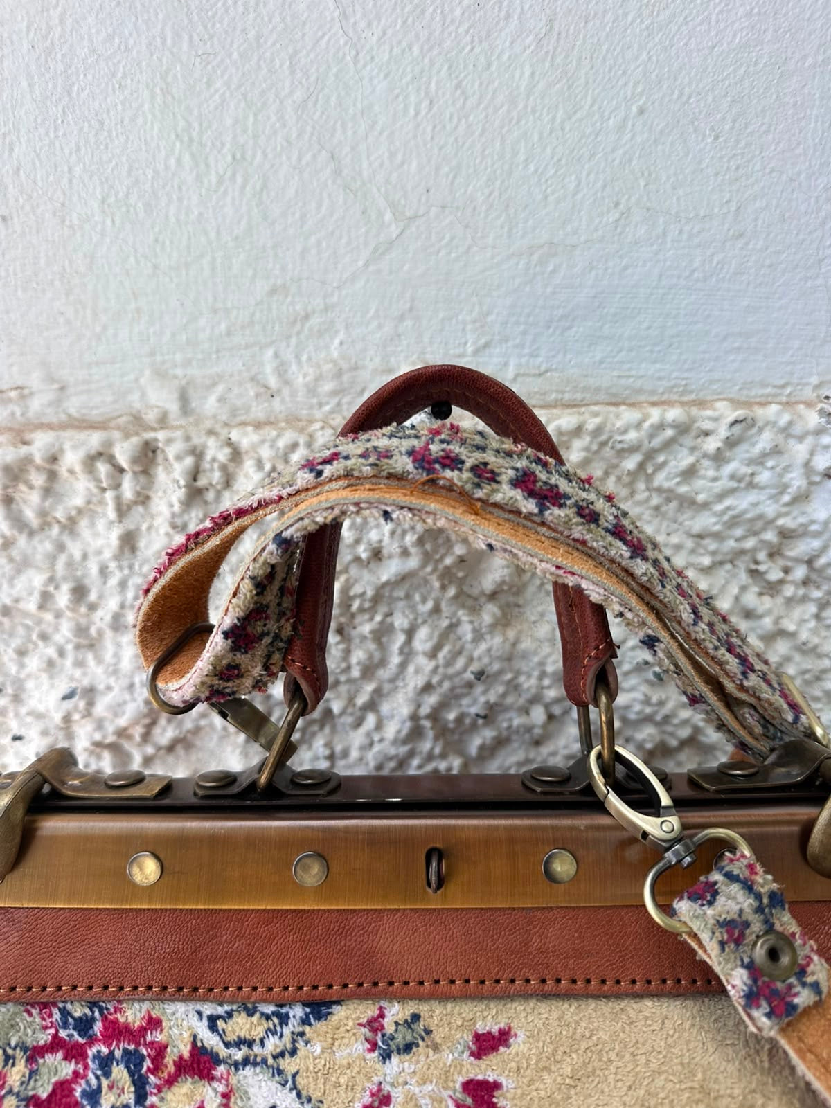 Anouri Original Emerald Heritage Frame mixed colour Carpet Bag