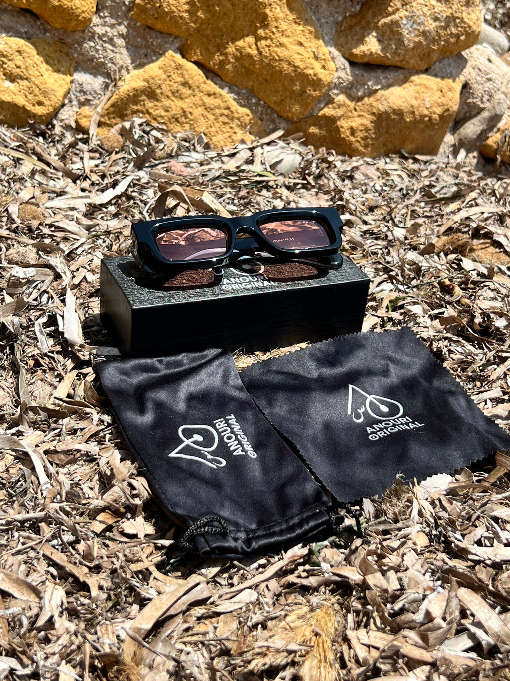 Atlas Black & Pink Sunglasses , Handmade in Morocco, Premium Lightweight Frames with Bold Pink Lens Modern Design