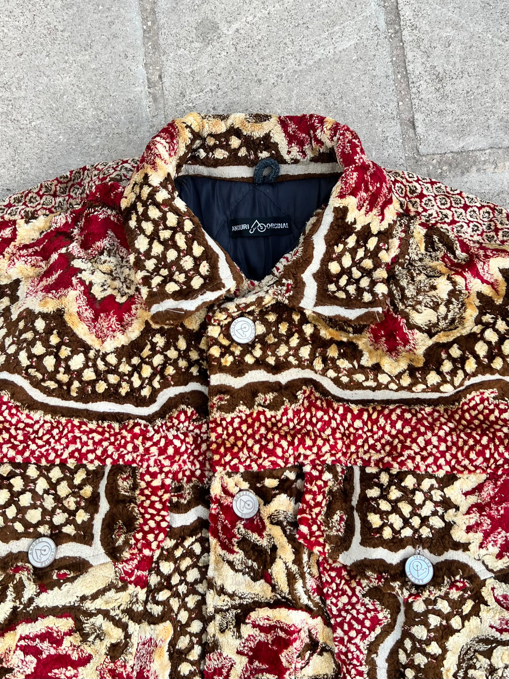 Moroccan hand made with unique red and yellow color,  carpet Jacket UNISEX