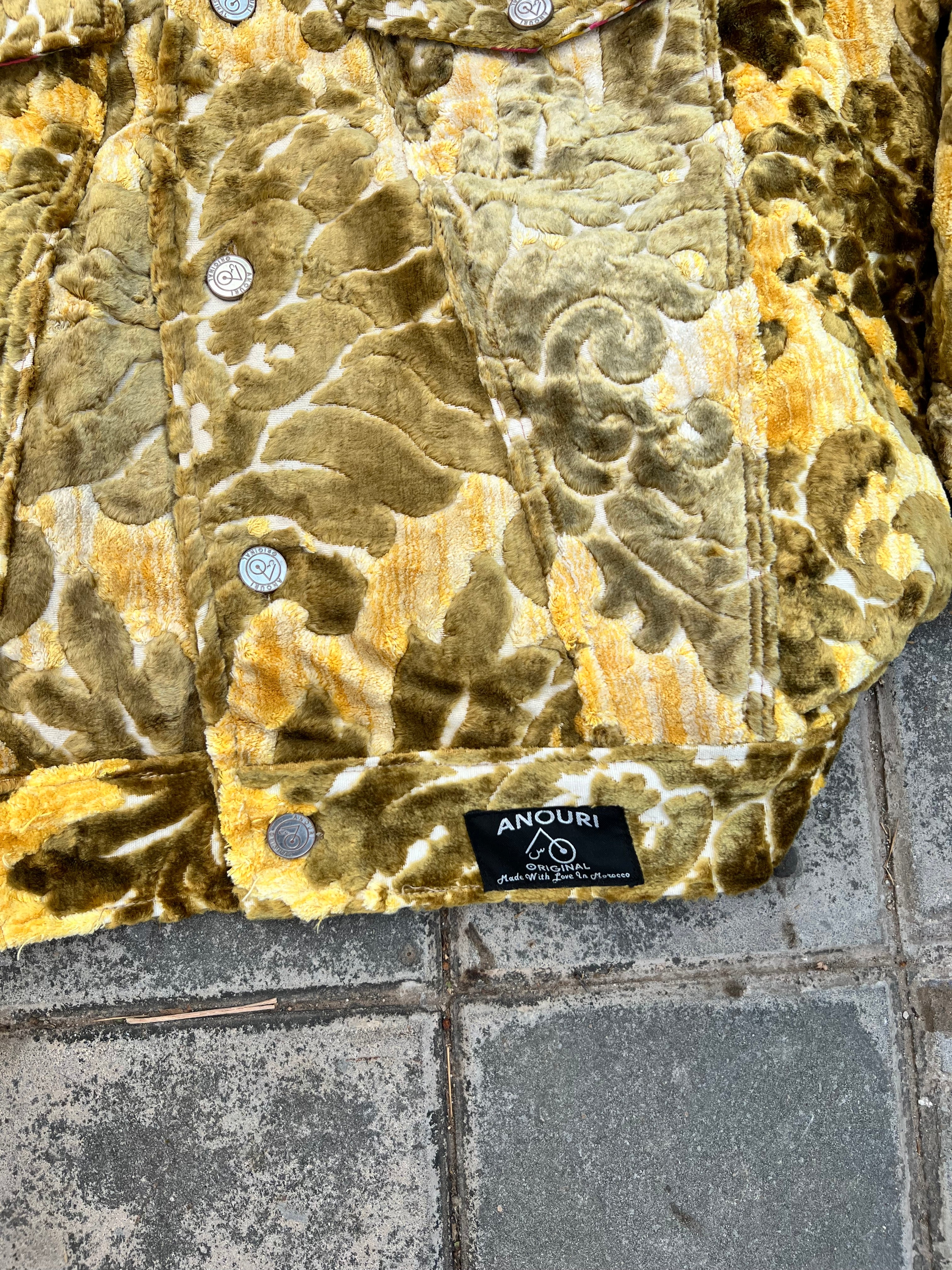 Moroccan hand made with unique light green with yellow color,  carpet Jacket UNISEX