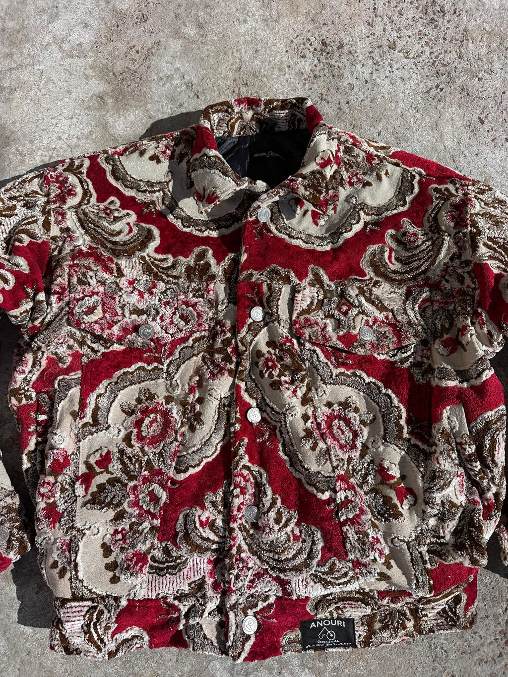 Moroccan hand made with unique red color,  carpet Jacket UNISEX