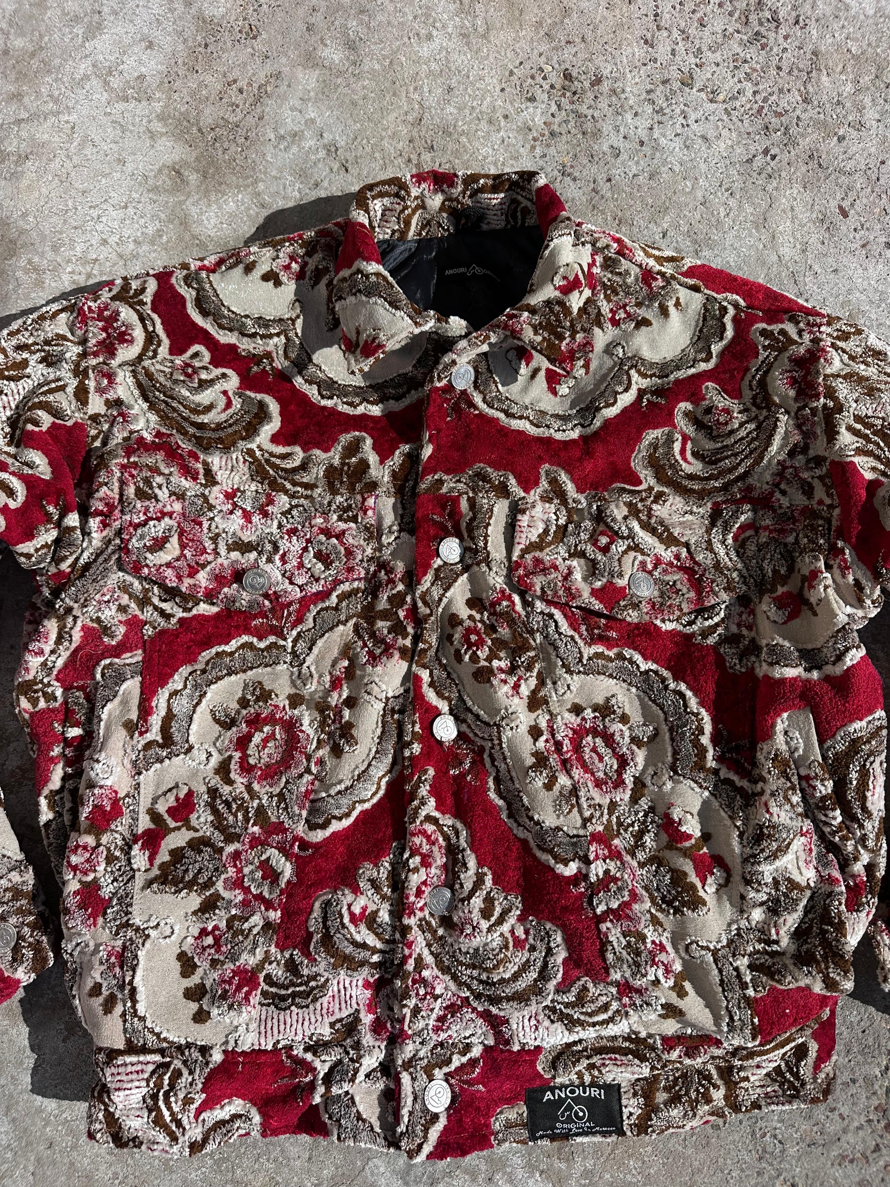 Moroccan hand made with unique red color,  carpet Jacket UNISEX