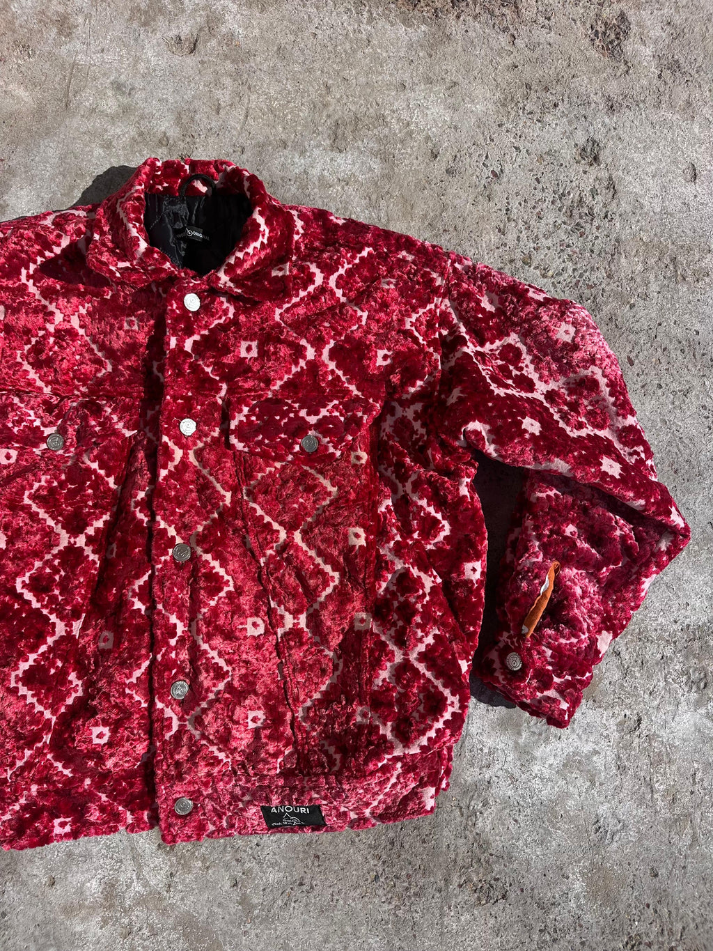 Moroccan hand made with unique unique red color,  carpet Jacket UNISEX