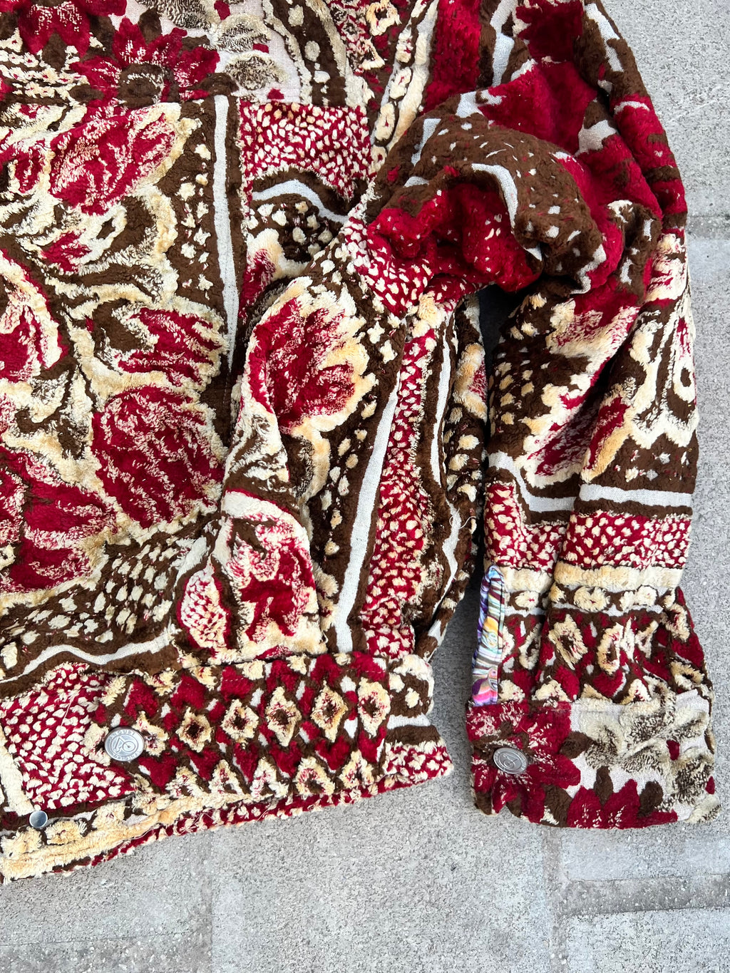 Moroccan hand made with unique red and yellow color,  carpet Jacket UNISEX