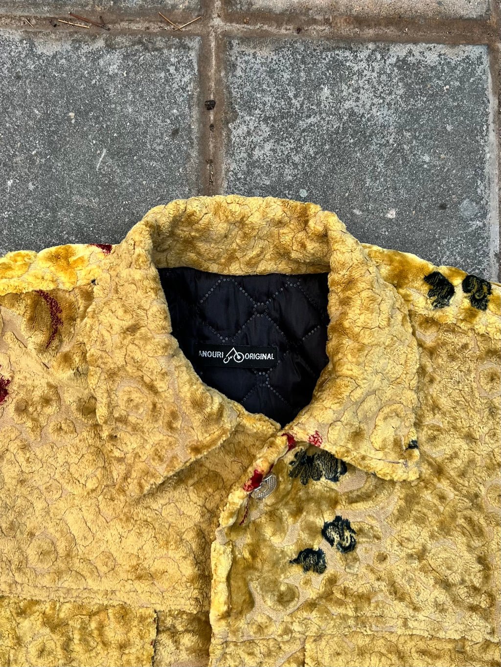 Moroccan hand made with unique flowers and yellow color,  carpet Jacket UNISEX