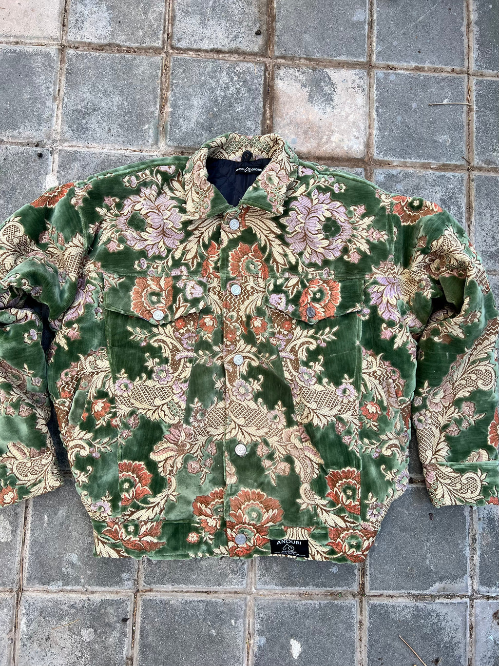 Moroccan hand made with unique design green color ,  carpet Jacket UNISEX