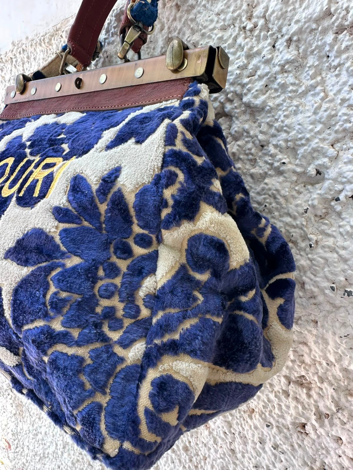 Anouri Original Emerald Heritage Frame blue colour Carpet Bag