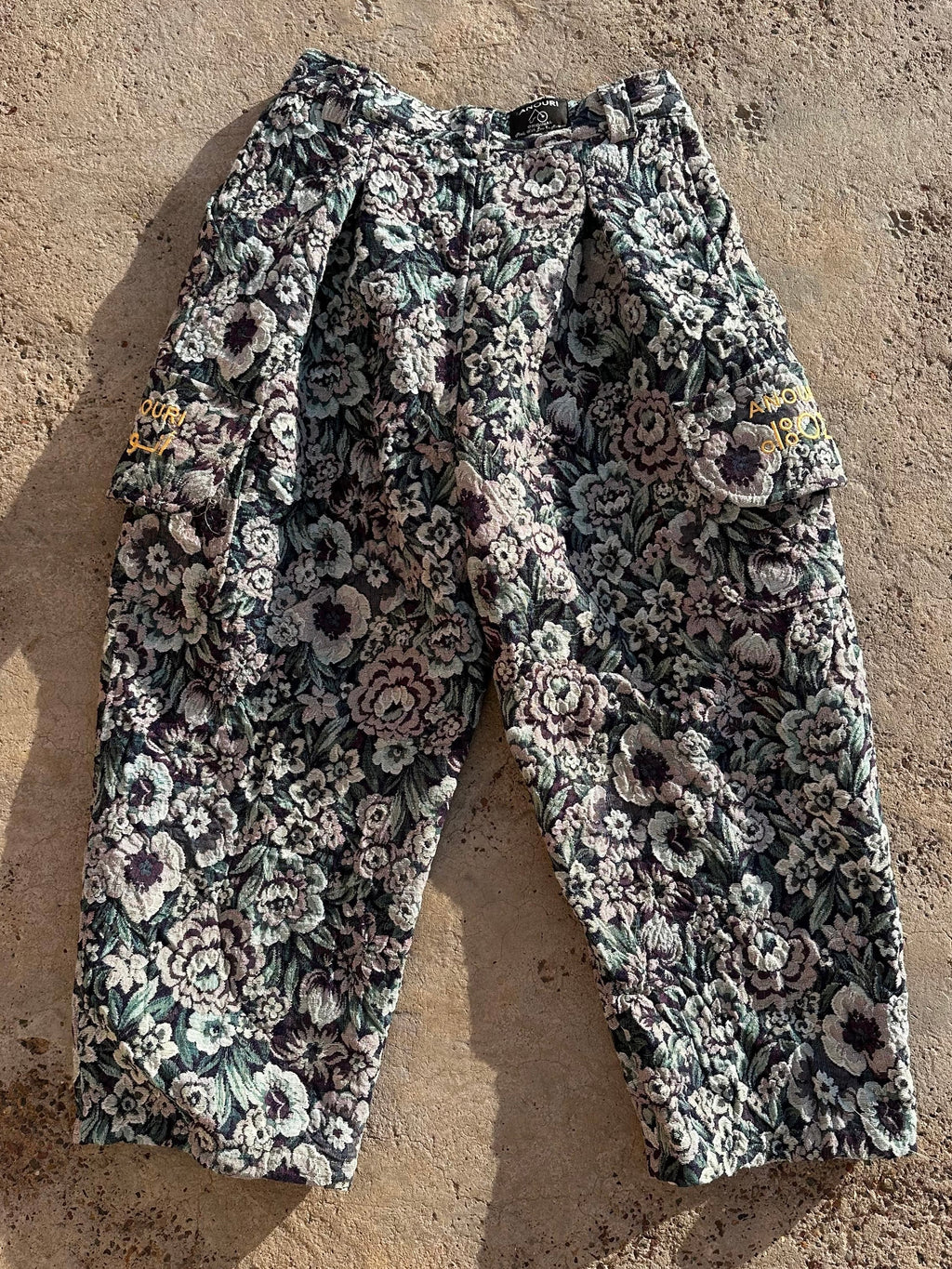 Anouris Original PANT with wide legs with two pockets  side unique carpet blue flower print “Carpet” UNISEX