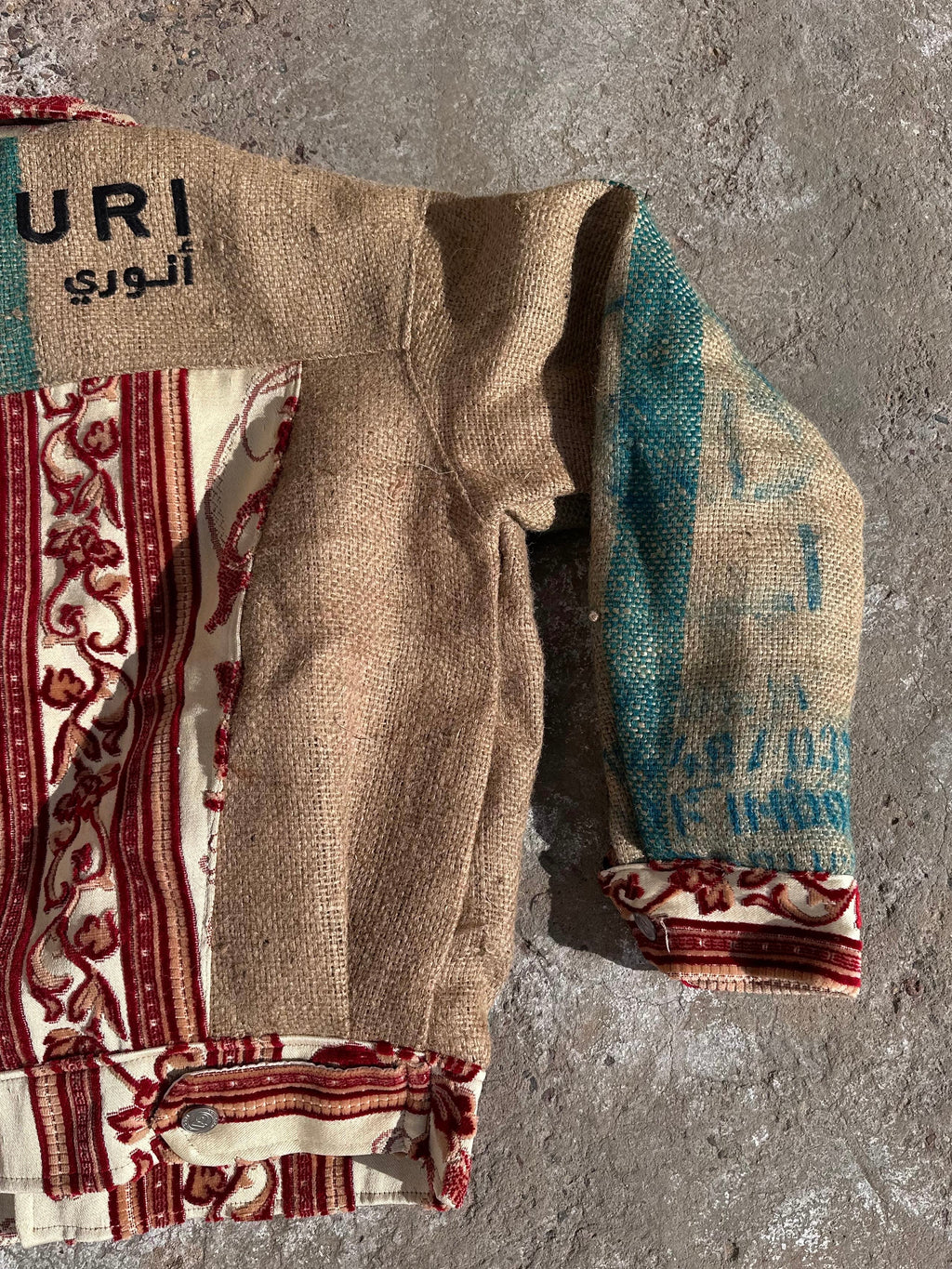 Moroccan hand made unique red Carpet and burlap set UNISEX