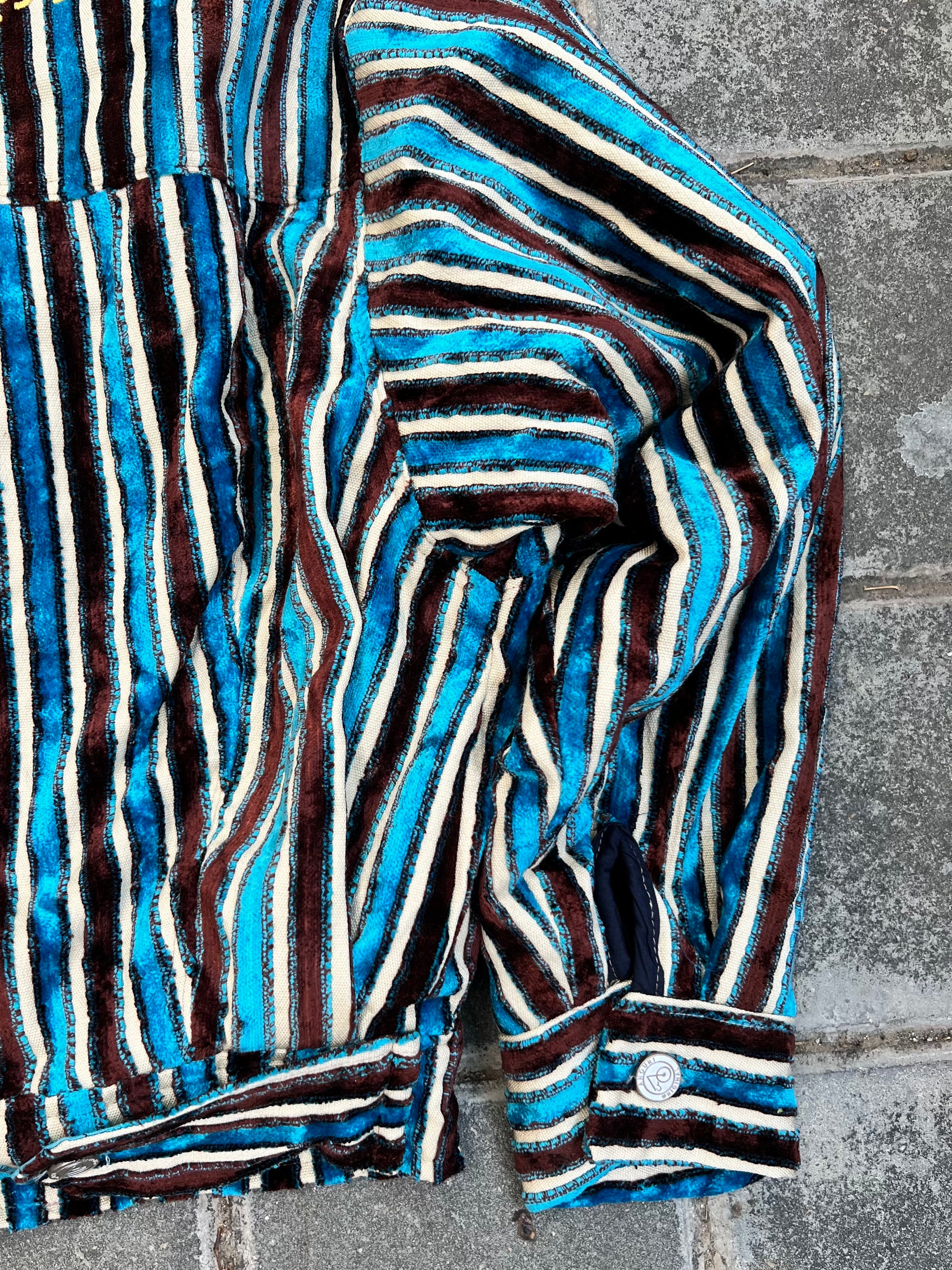 Moroccan hand made with unique brown and blue color,  carpet Jacket UNISEX