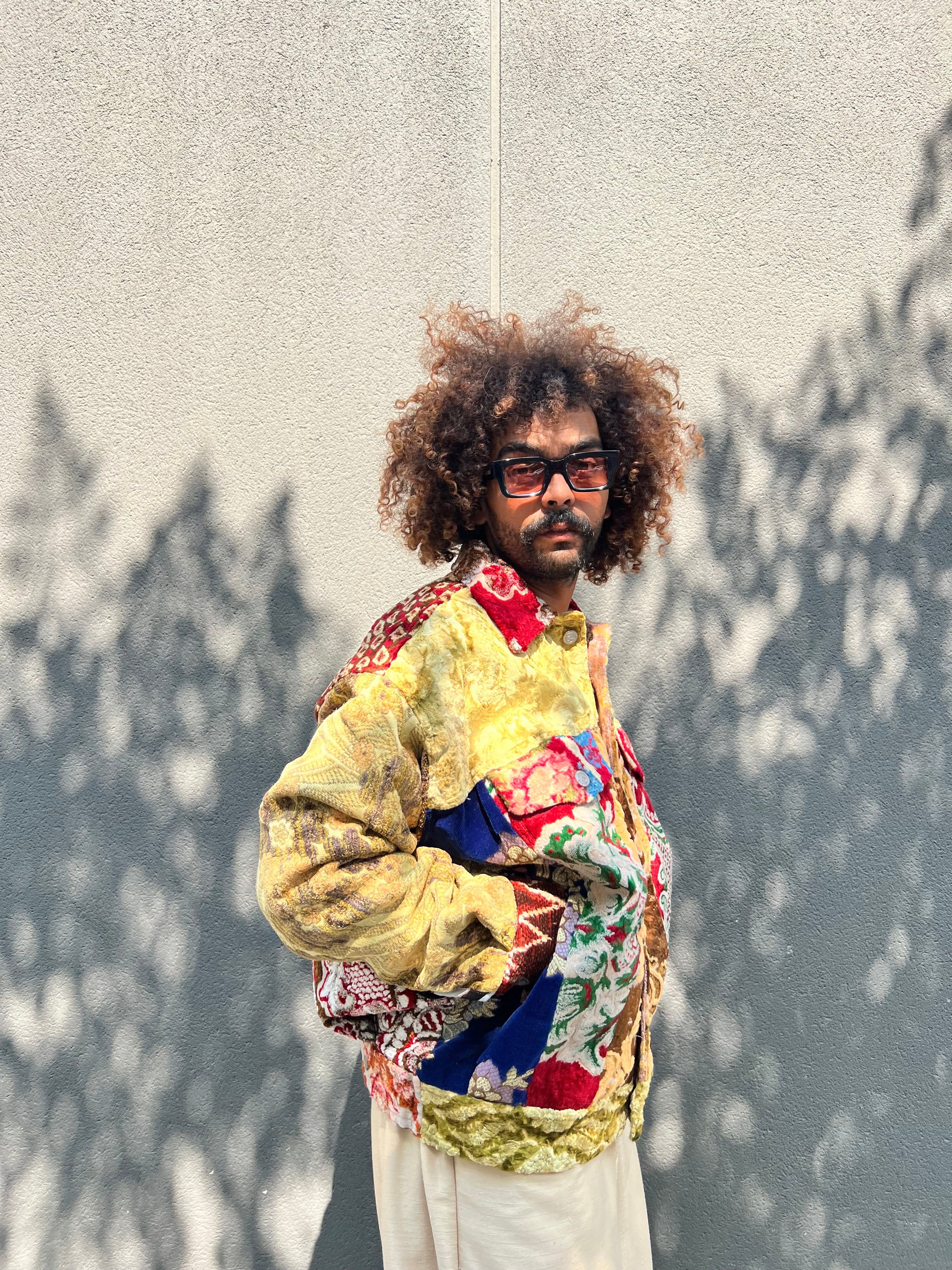 Moroccan hand made with unique patshwork design ,  carpet Jacket UNISEX