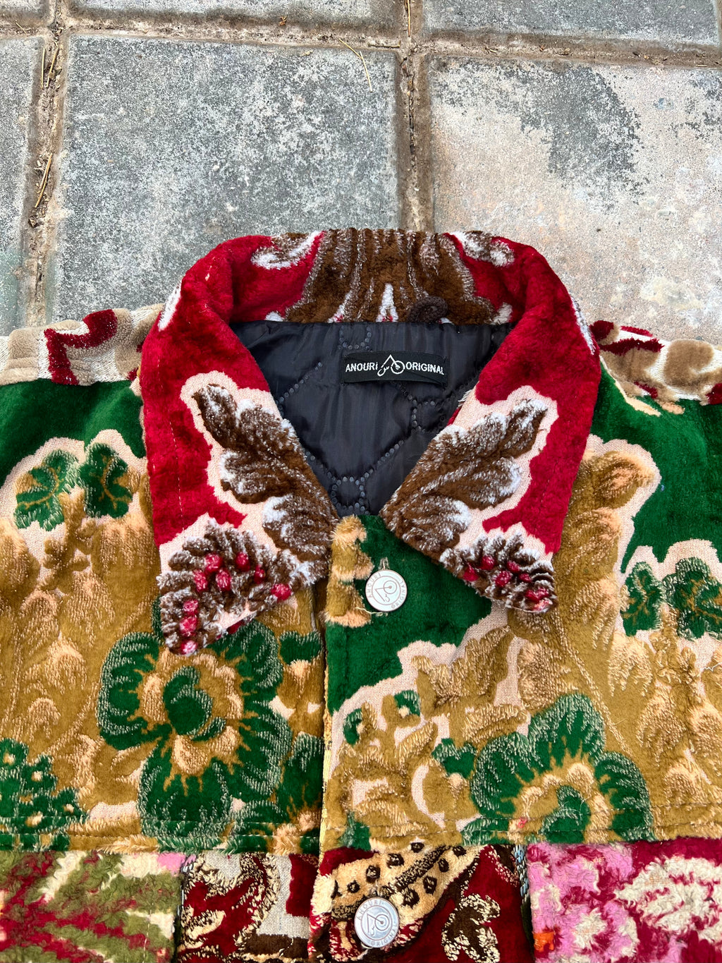 Moroccan hand made with unique patshwork design ,  carpet Jacket UNISEX
