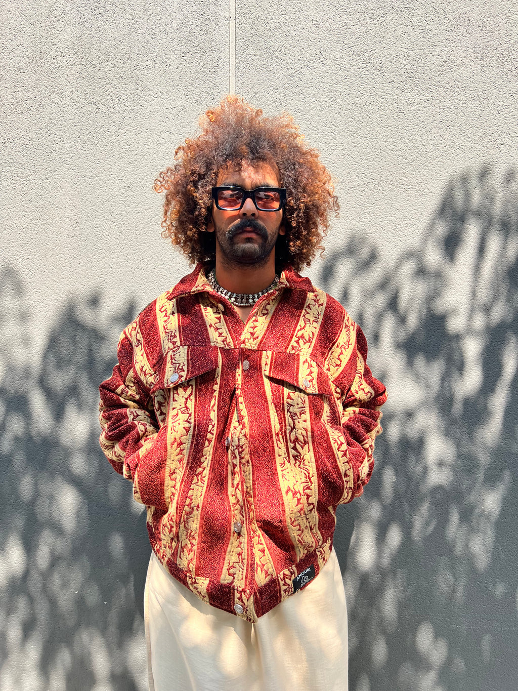 Moroccan hand made with unique yellow and orange color,  carpet Jacket UNISEX