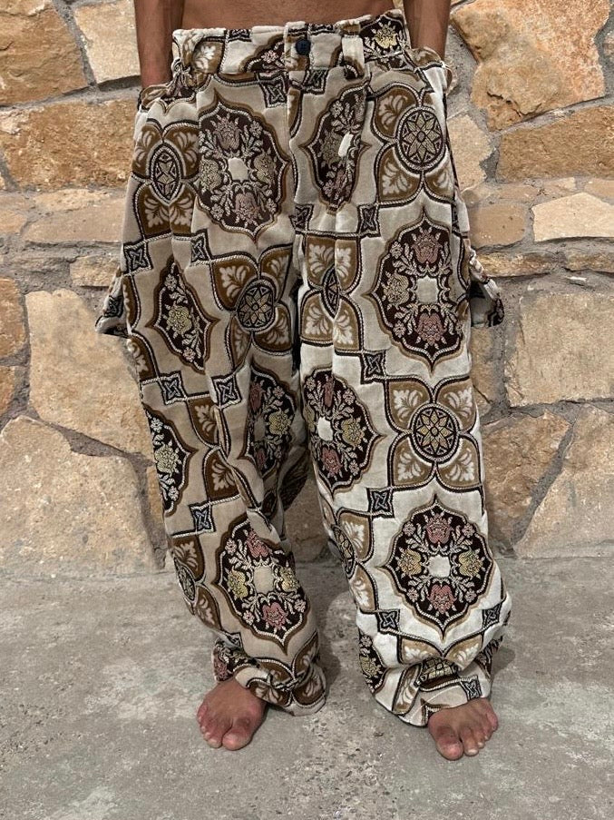 Anouris Original PANT with wide legs with two pockets  side brown print “Carpet” UNISEX