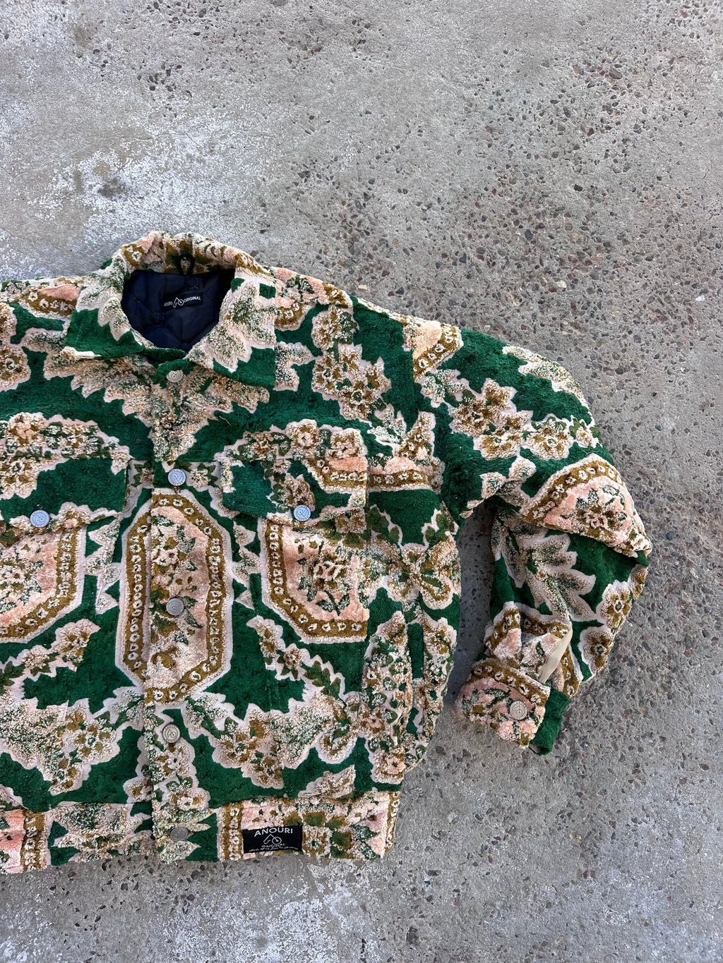 Moroccan hand made with unique yellow and green  design carpet Jacket UNISEX
