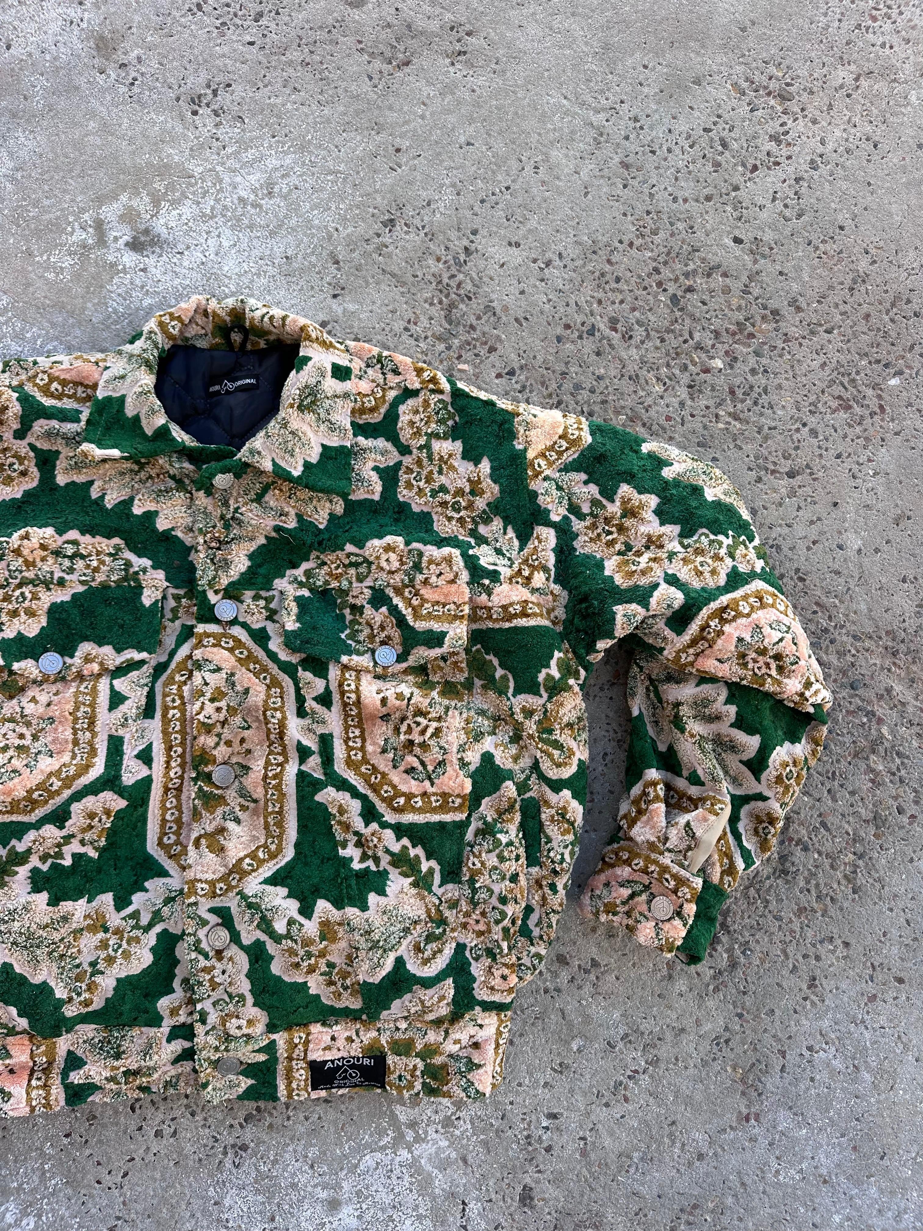 Moroccan hand made with unique yellow and green  design carpet Jacket UNISEX
