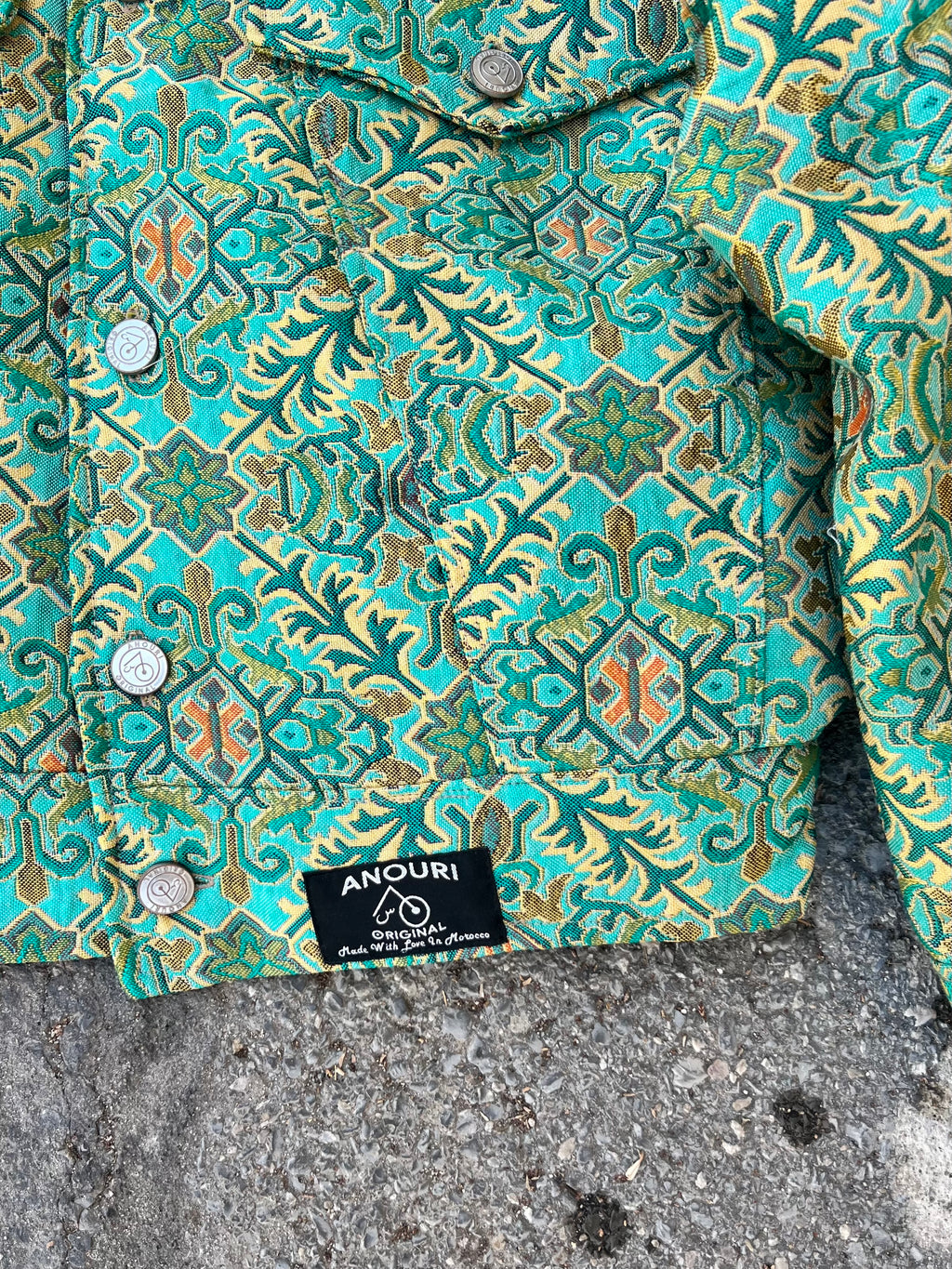 Moroccan hand made with unique white and green color,  carpet Jacket UNISEX (Copy)