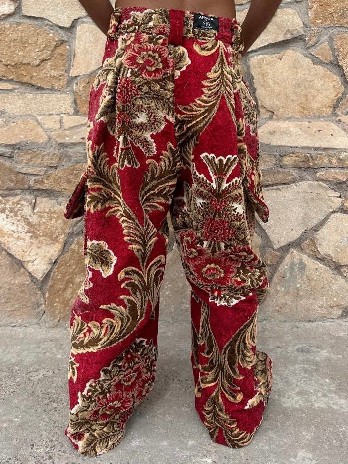 Anouris Original PANT with wide legs with two pockets  side red print “Carpet” UNISEX