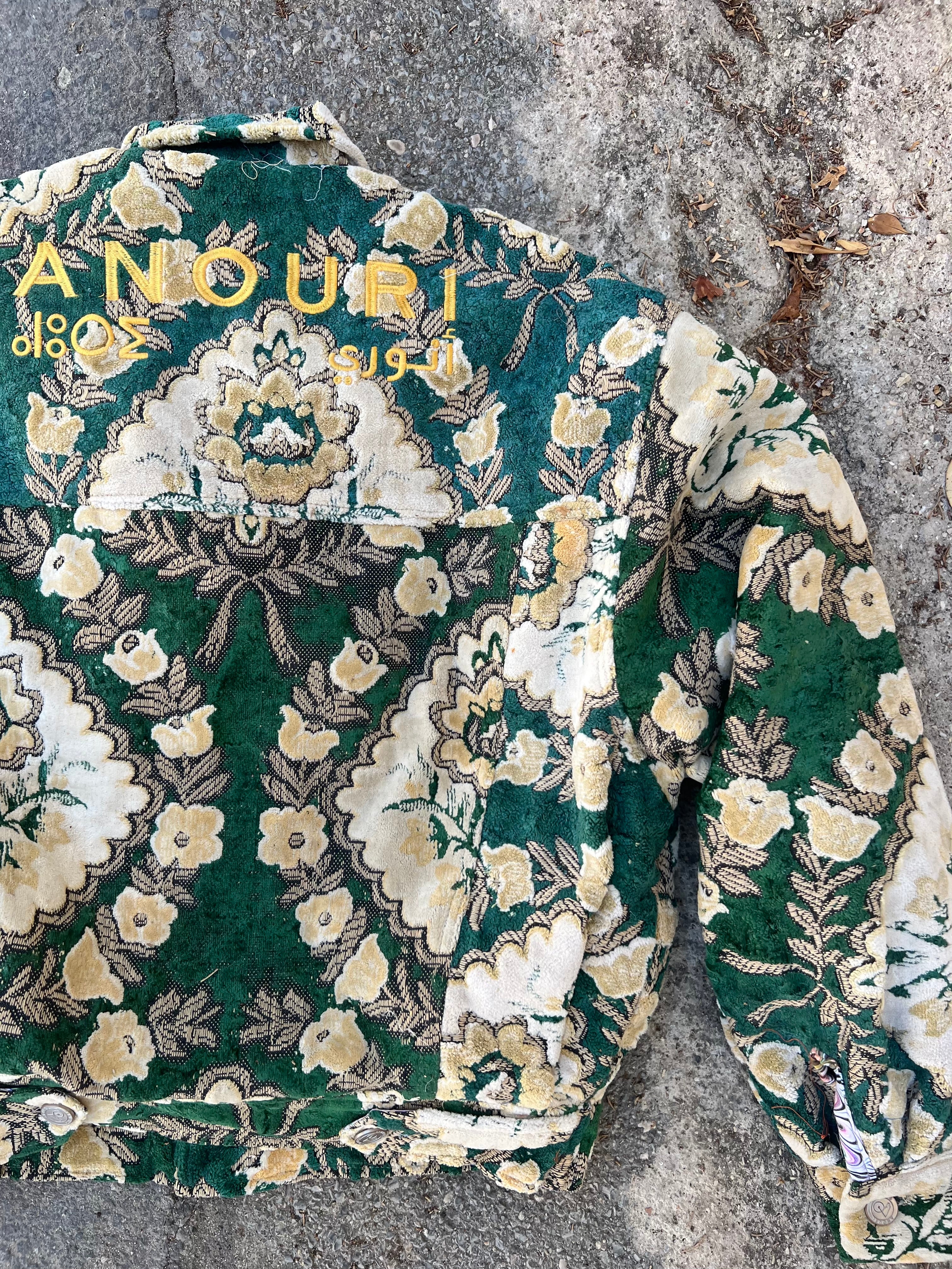 Moroccan hand made with unique white and green color,  carpet Jacket UNISEX