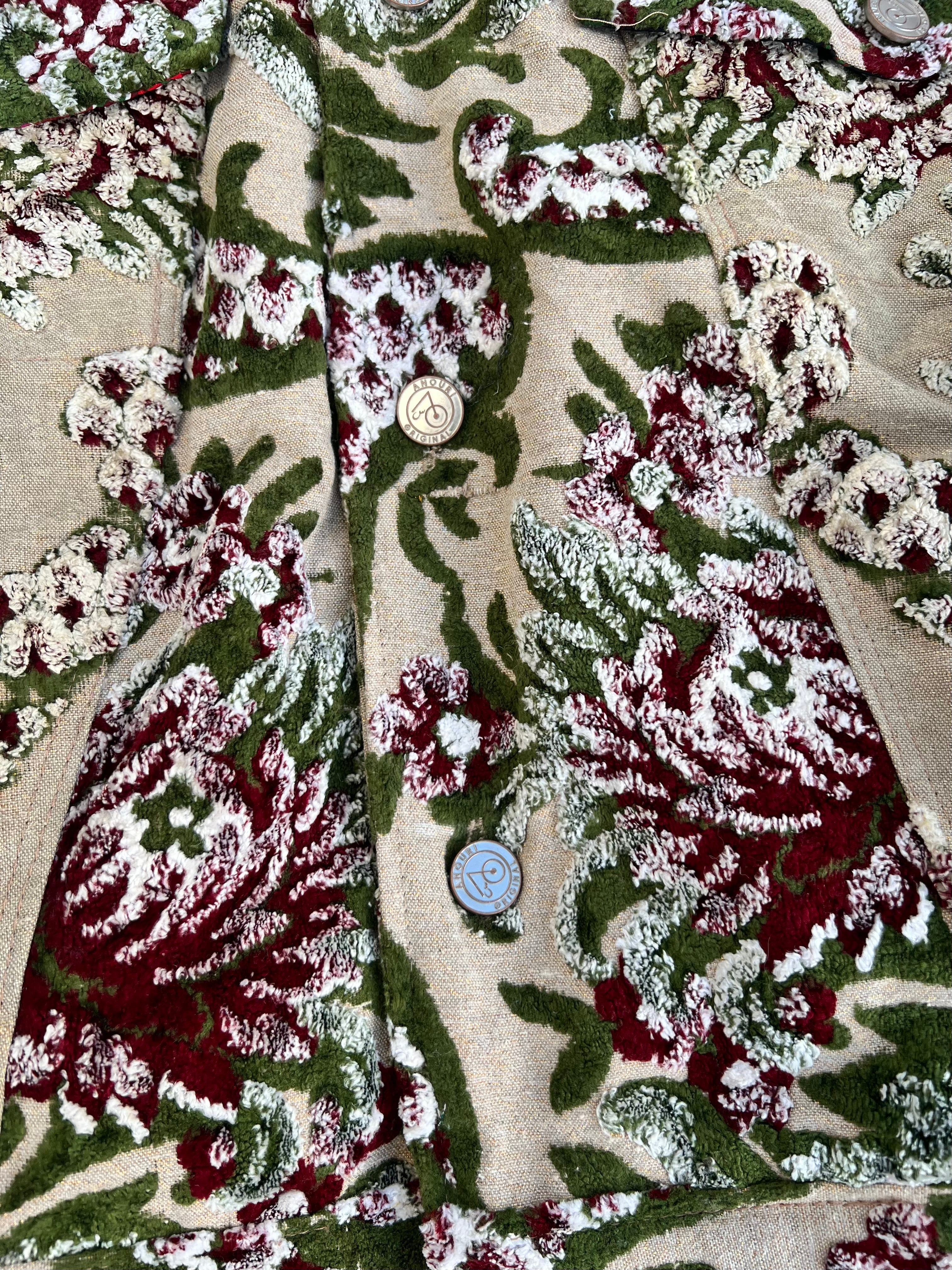 Moroccan hand made with unique green and red color,  carpet Jacket UNISEX