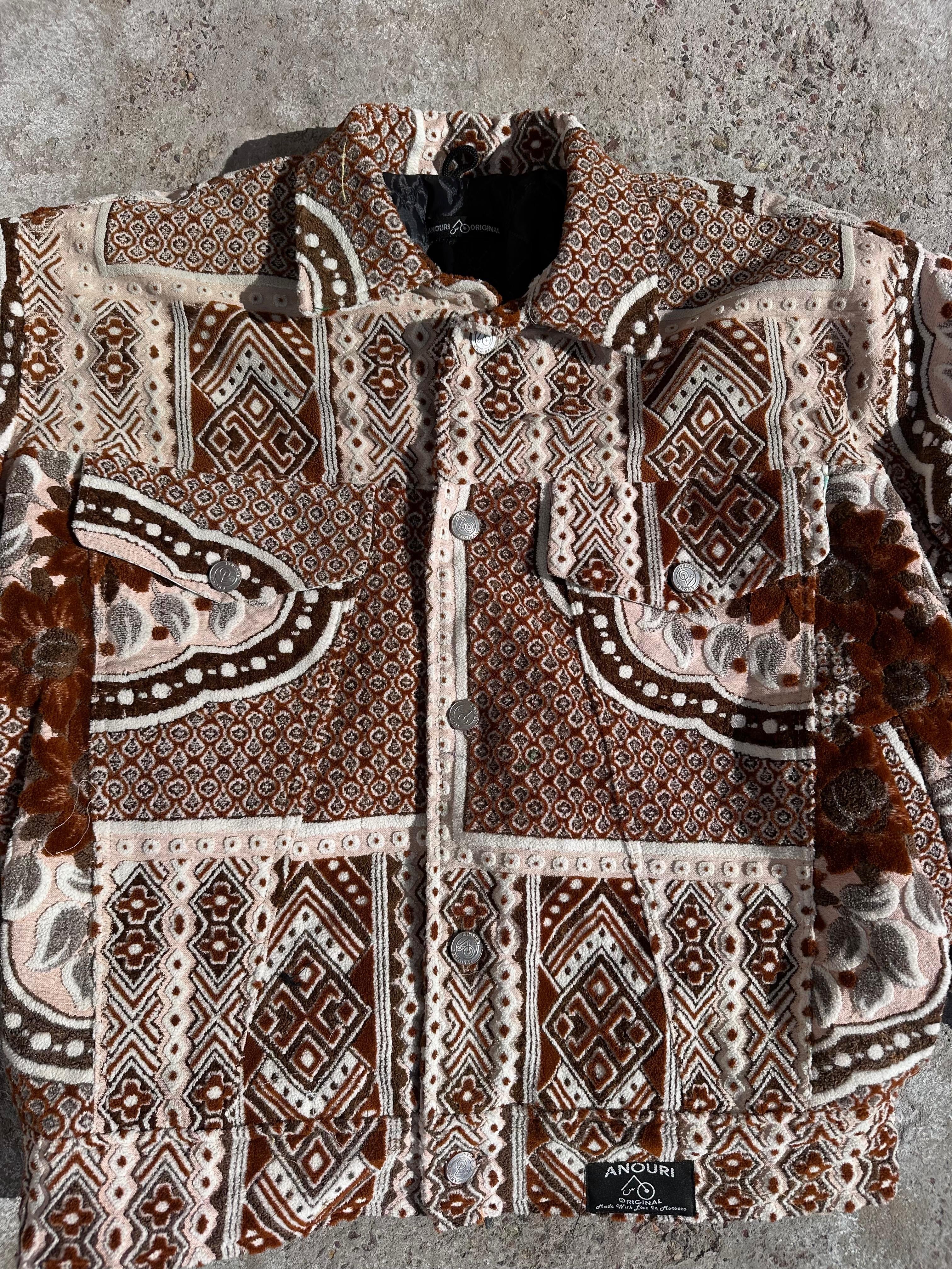 Moroccan hand made with unique orange color,  carpet Jacket UNISEX