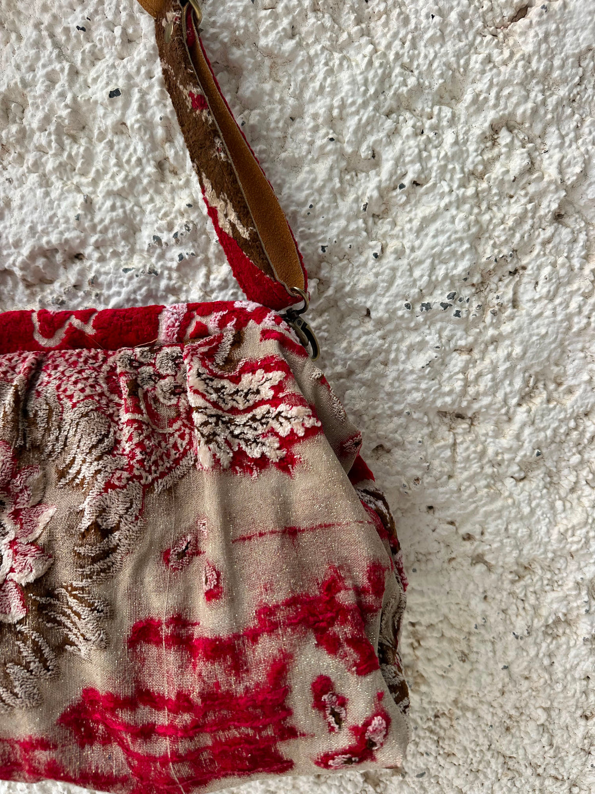 Anouri Original Royal red Floral Carpet Wrist Bag