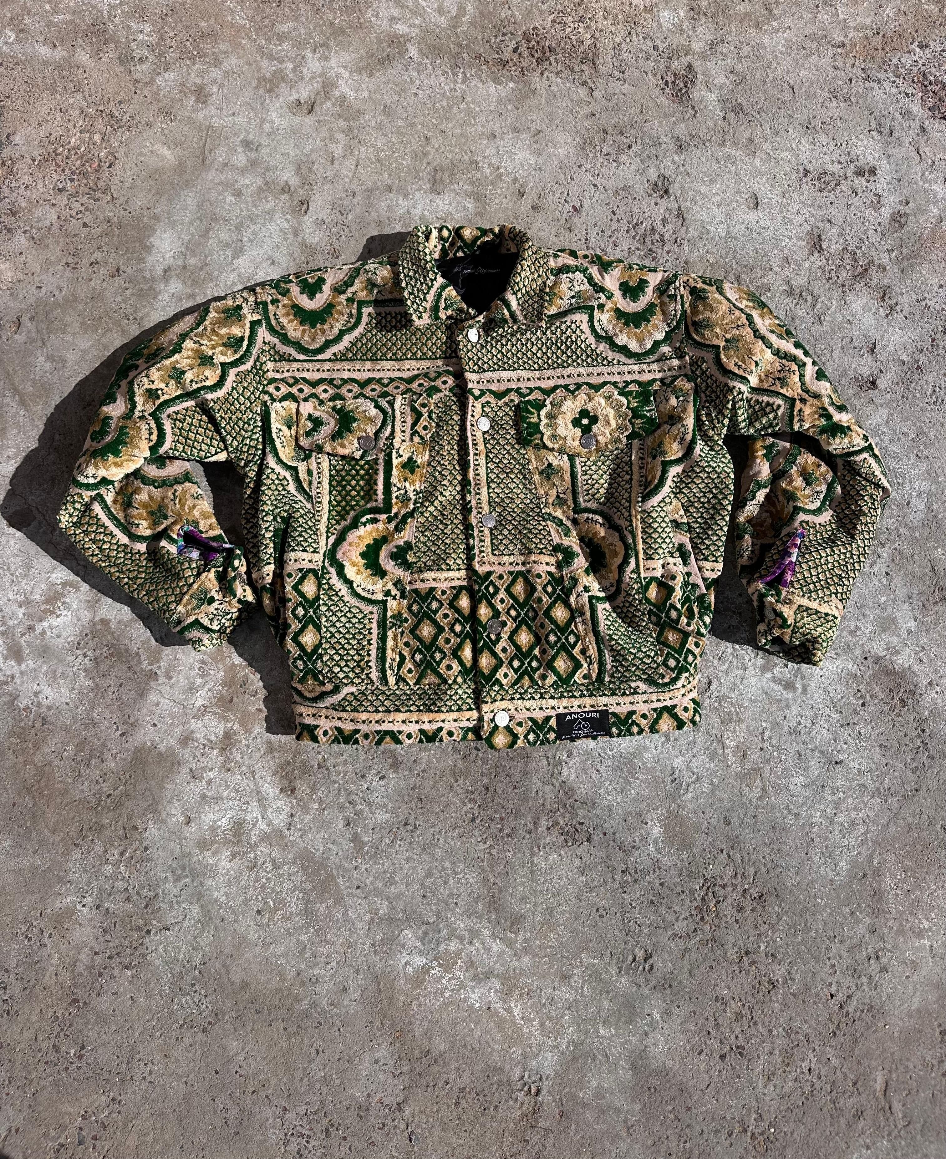 Moroccan hand made with unique yellow and green color,  carpet Jacket UNISEX