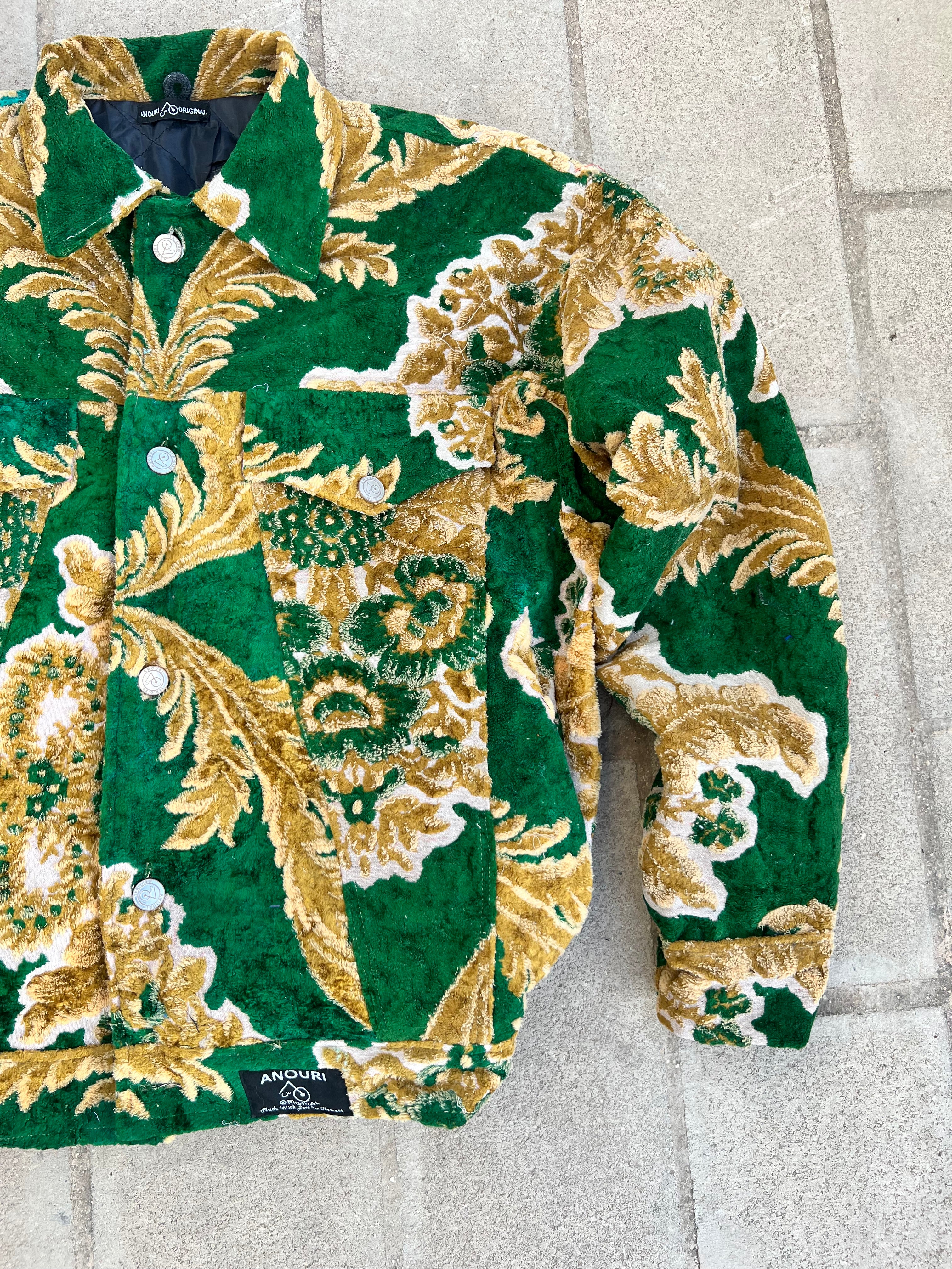 Moroccan hand made with unique yellow and green color,  carpet Jacket UNISEX