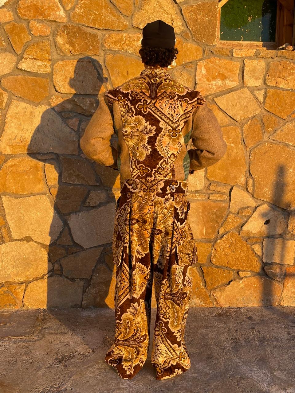 Moroccan hand made unique burlap and brown Carpet and burlap set UNISEX