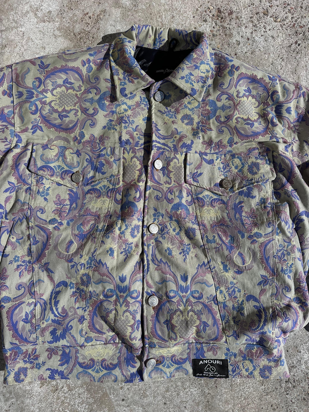 Moroccan hand made with unique lila and blue color,  carpet Jacket UNISEX