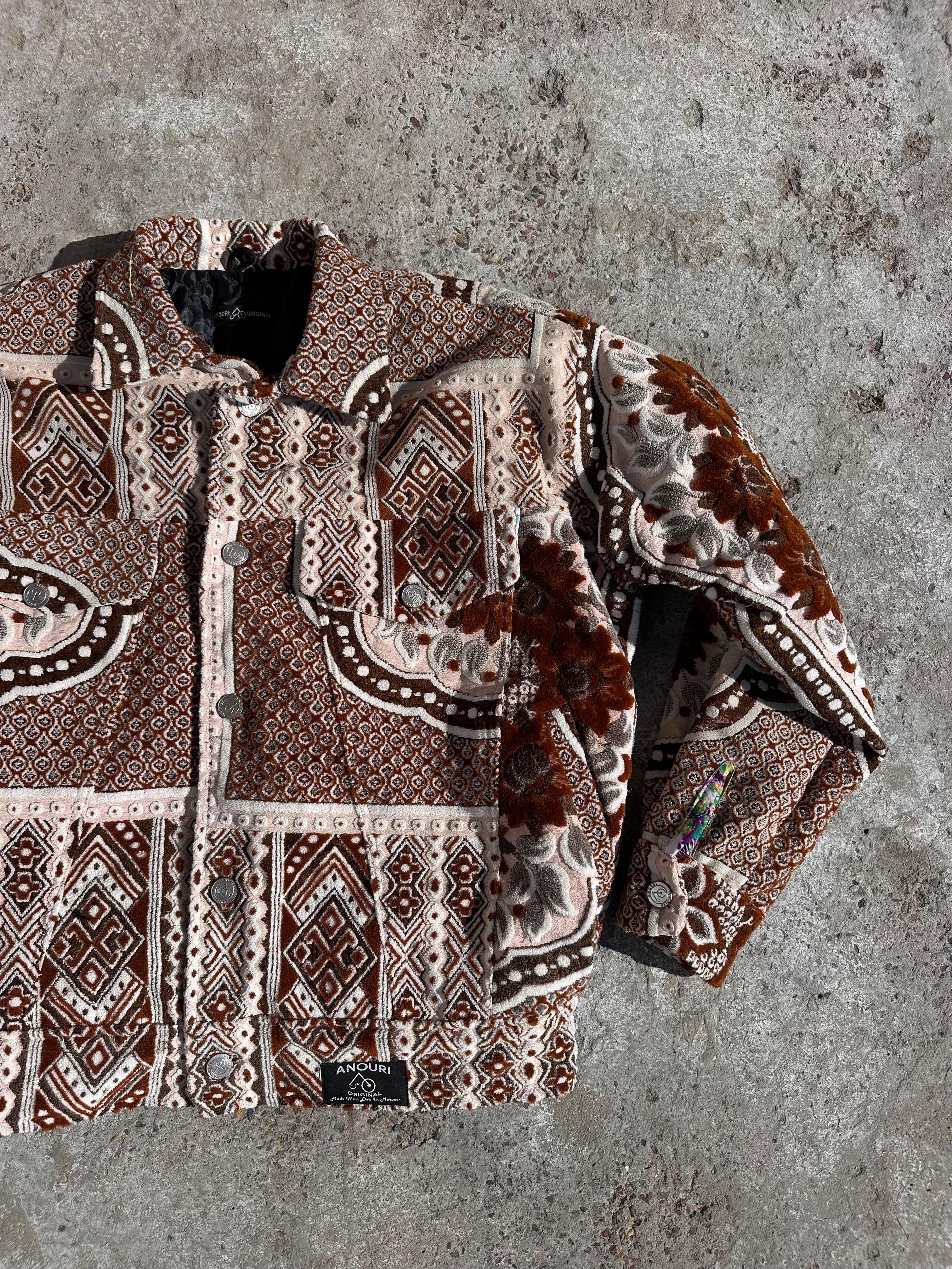 Moroccan hand made with unique orange color,  carpet Jacket UNISEX