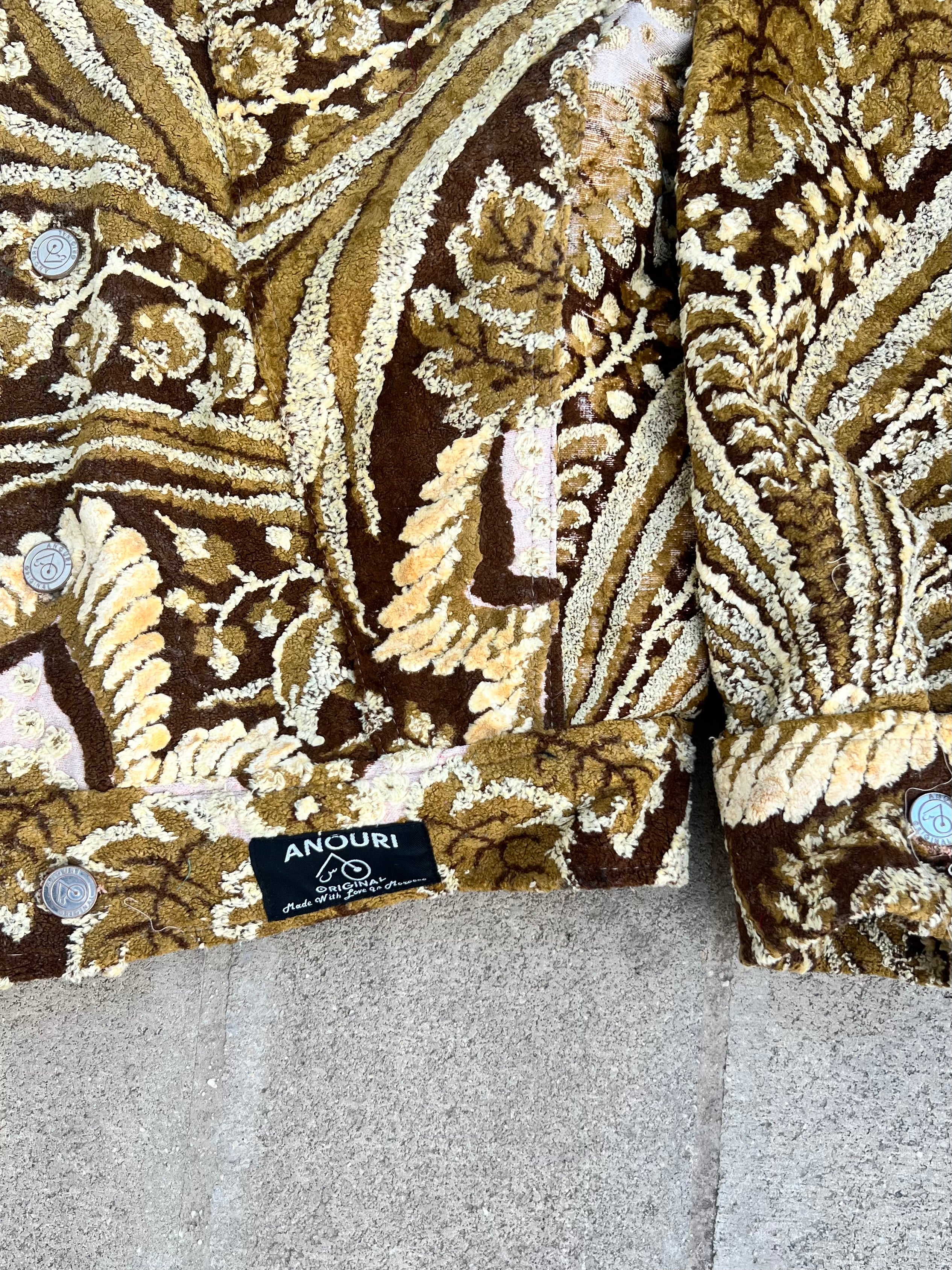 Moroccan hand made with unique yellow and brown color,  carpet Jacket UNISEX
