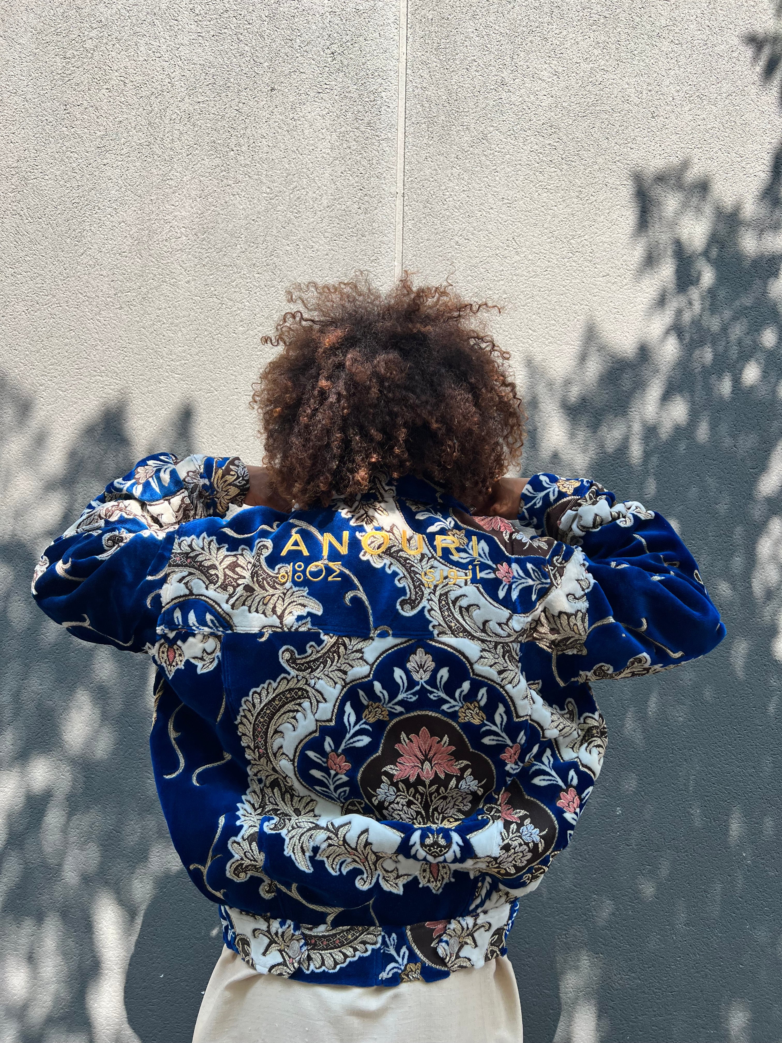Moroccan hand made with unique design Blue color ,  carpet Jacket UNISEX