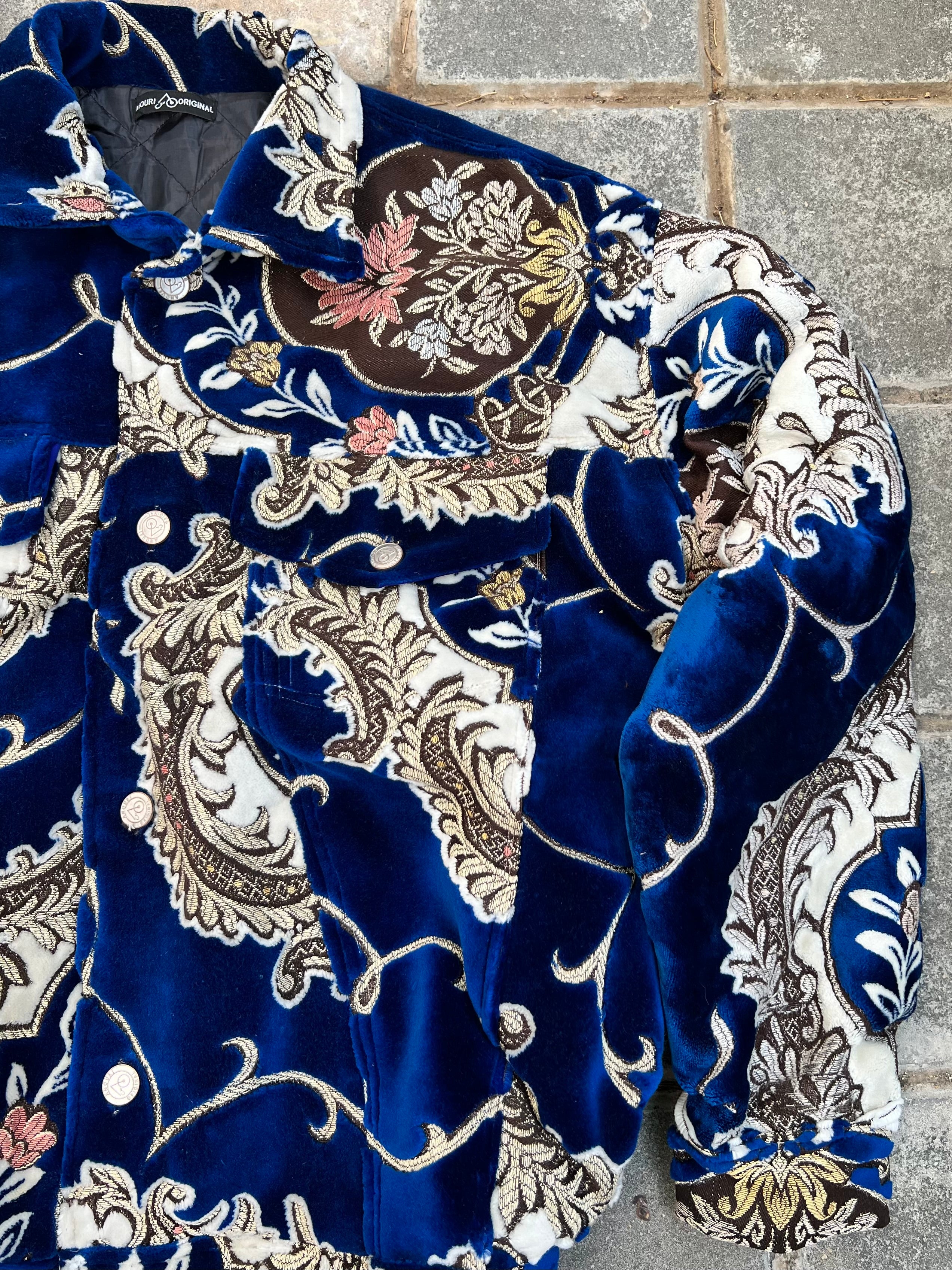 Moroccan hand made with unique design Blue color ,  carpet Jacket UNISEX