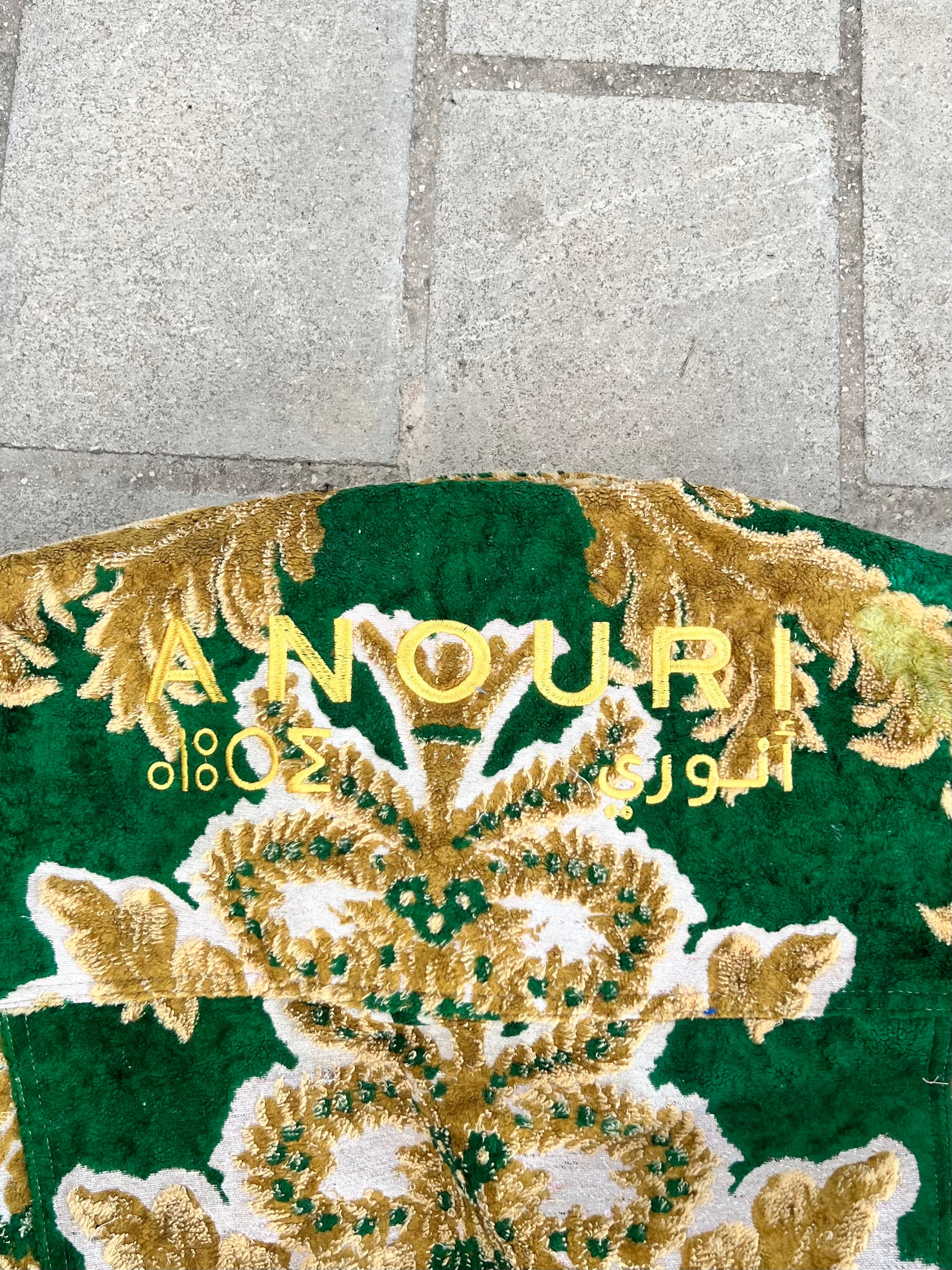 Moroccan hand made with unique yellow and green color,  carpet Jacket UNISEX
