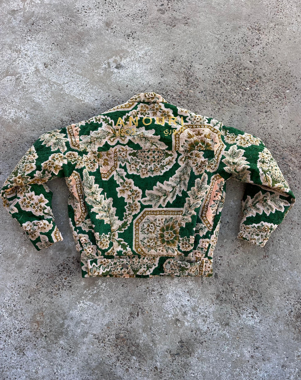 Moroccan hand made with unique yellow and green  design carpet Jacket UNISEX