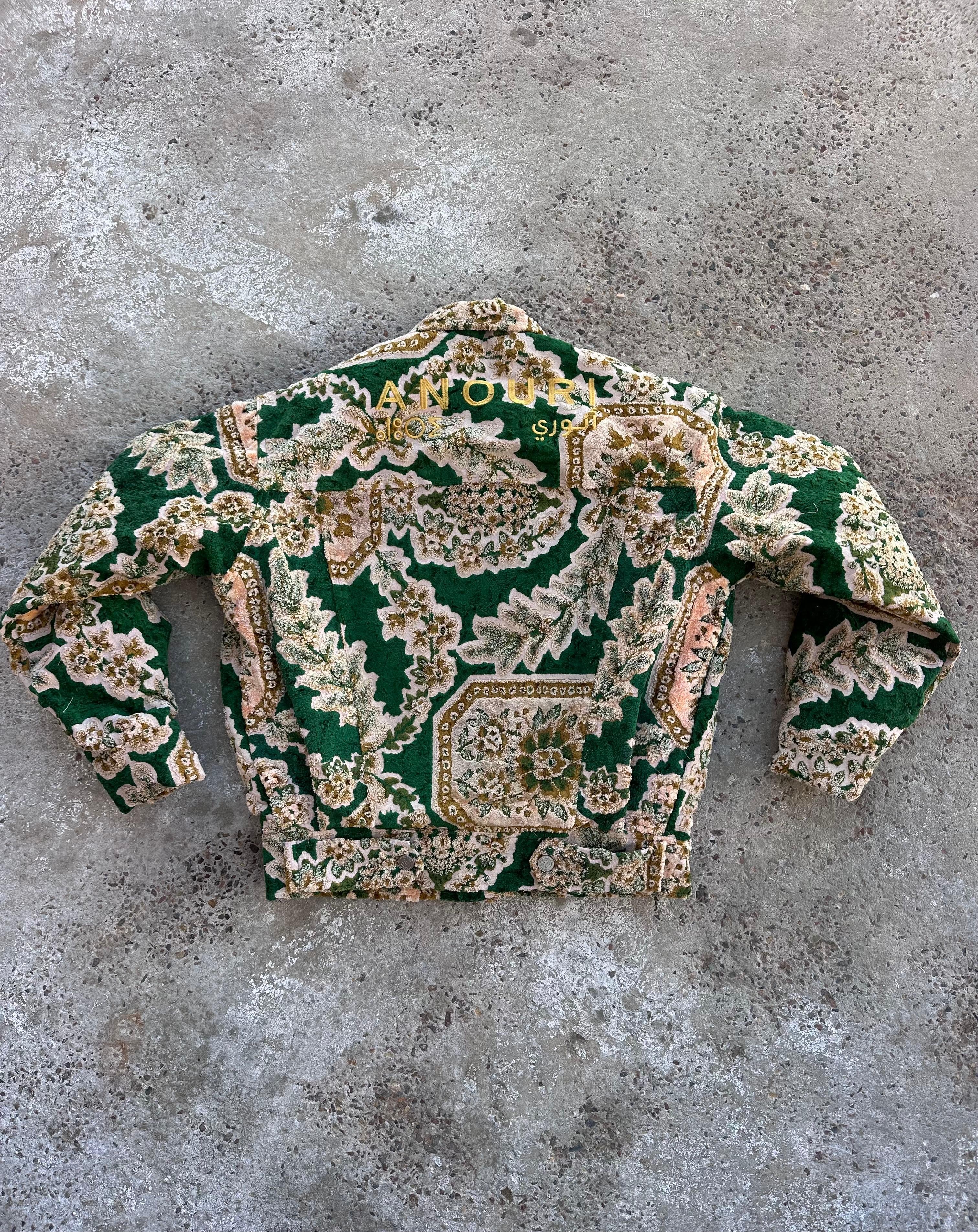 Moroccan hand made with unique yellow and green  design carpet Jacket UNISEX