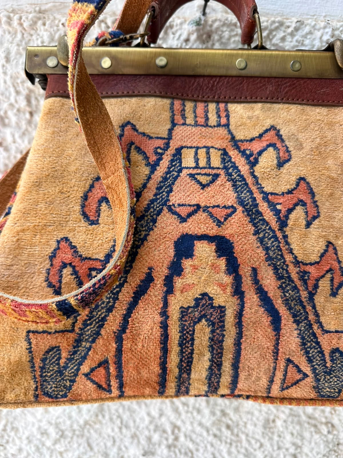 Anouri Original Emerald Heritage Frame yellow colour Carpet Bag