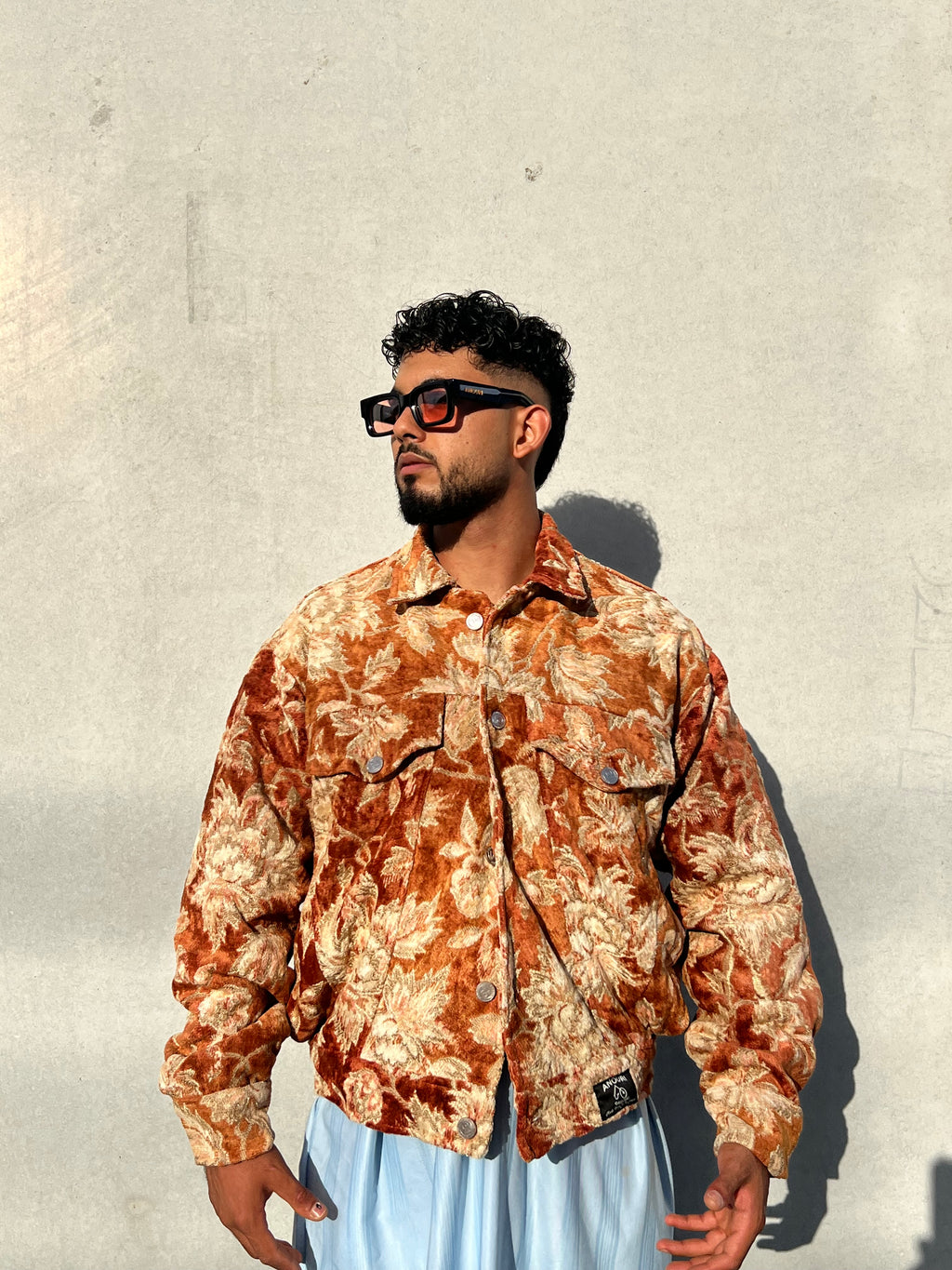 Moroccan hand made with unique orange color,  carpet Jacket UNISEX