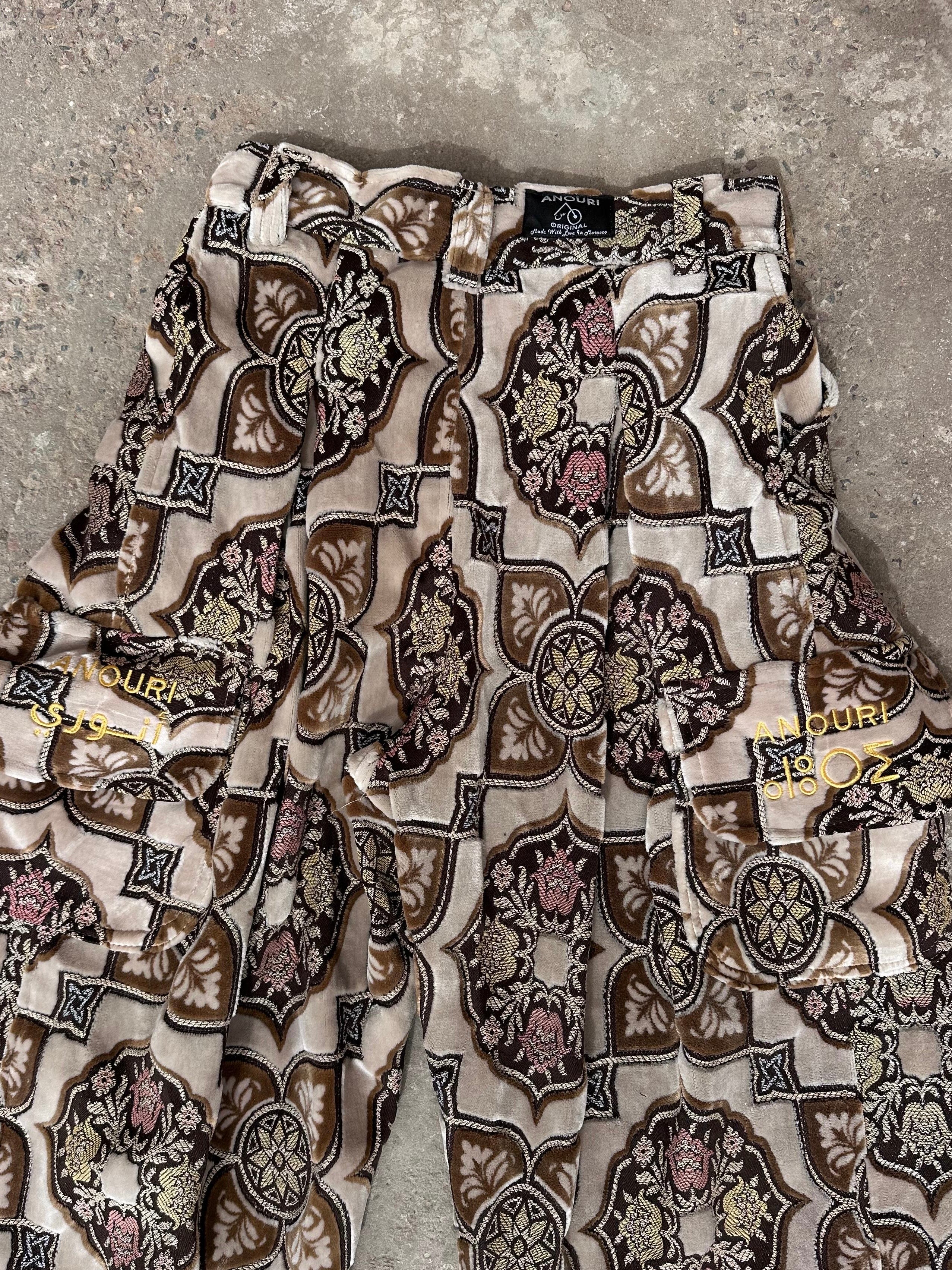 Anouris Original PANT with wide legs with two pockets  side brown print “Carpet” UNISEX